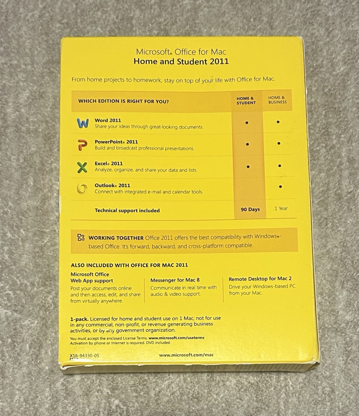 Microsoft Office for Mac Home and Student 2011 W/ Key