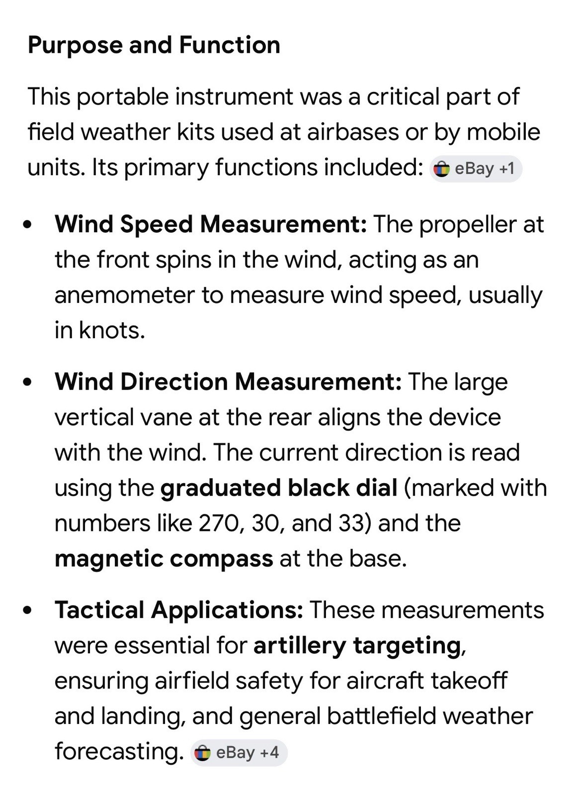 vintage military anemometer (wind meter)speed With Compass