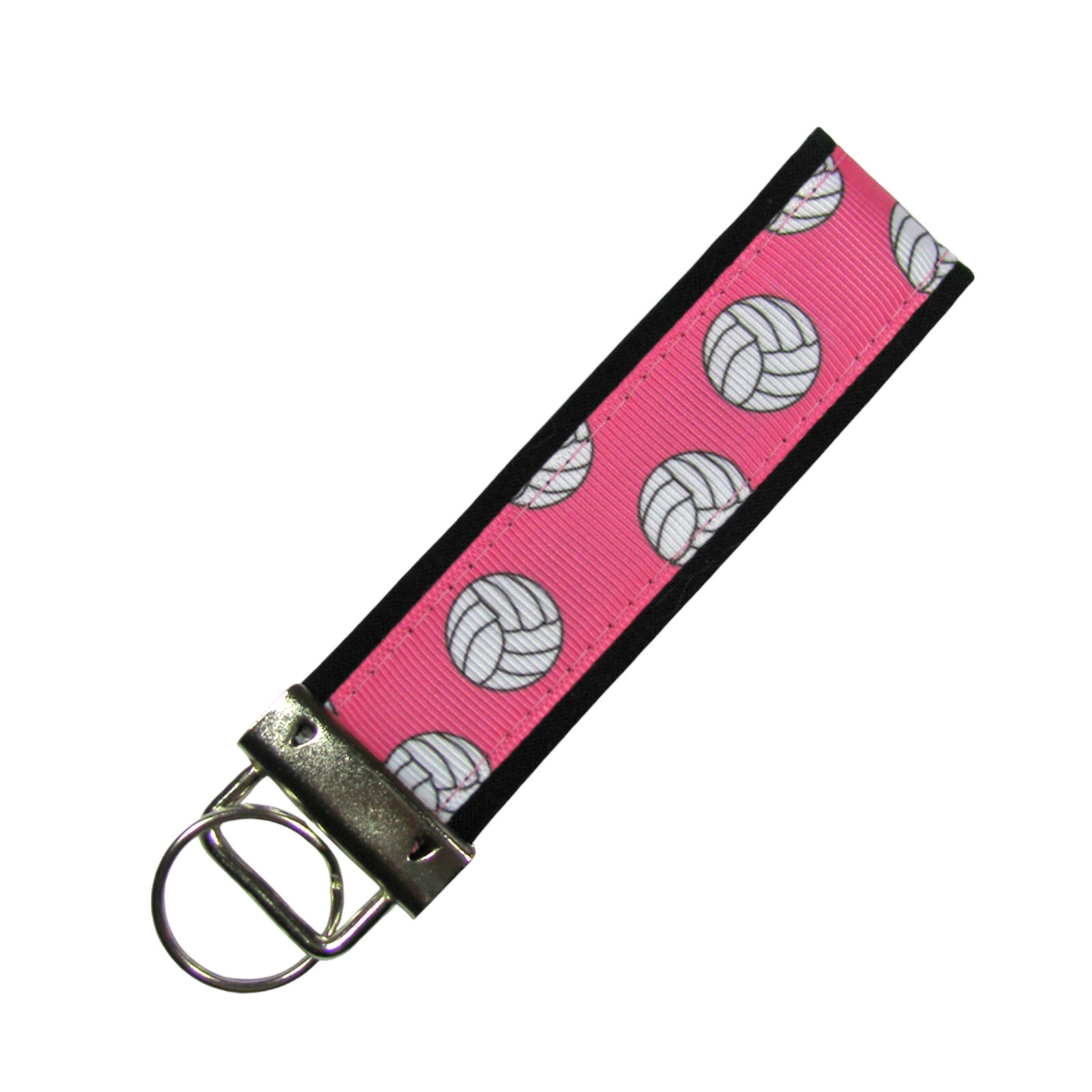 Volleyball Key Chain, Pink Volleyball Key Fob, Fabric Keychain