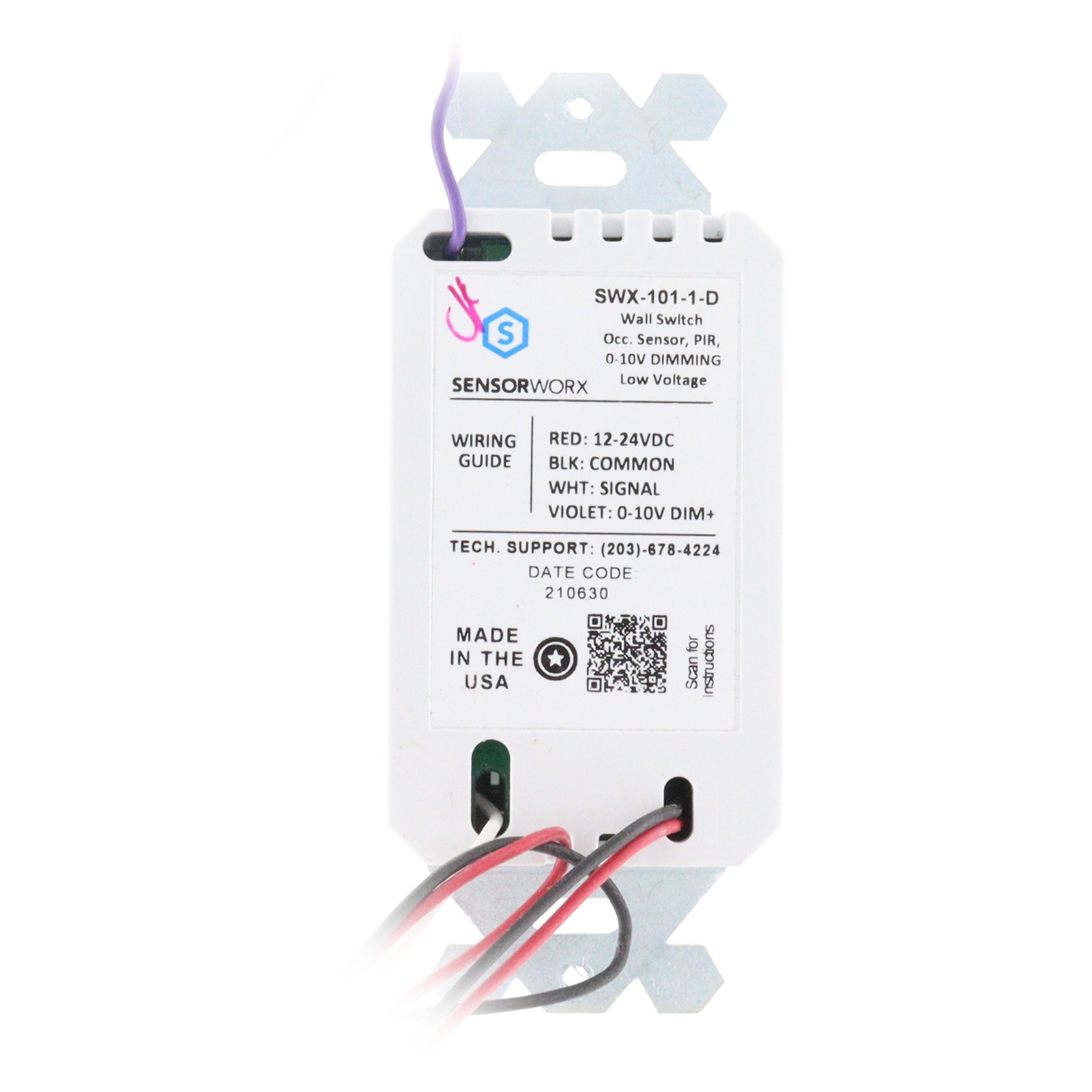 SENSORWORX SWX-101-1-D-WH WALL SWITCH OCCUPANCY SENSOR DIMMING LOW VOLTAGE WHITE