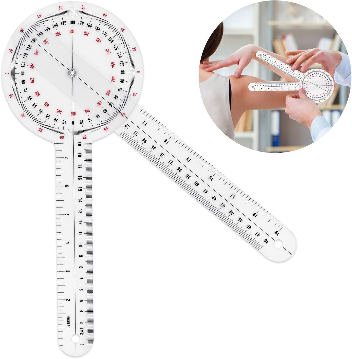 Multifunctional Transparent Goniometer - 2-Inch Angle Ruler for Joint Assessment