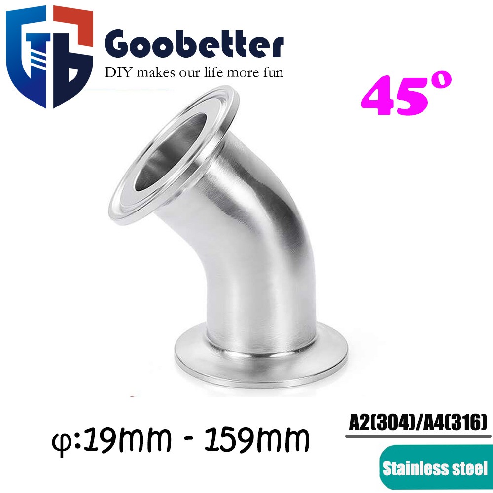 Tri Clamp 304/316 Stainless 45 Degree Elbow Sanitary Pipe Fitting Brew 19-159mm