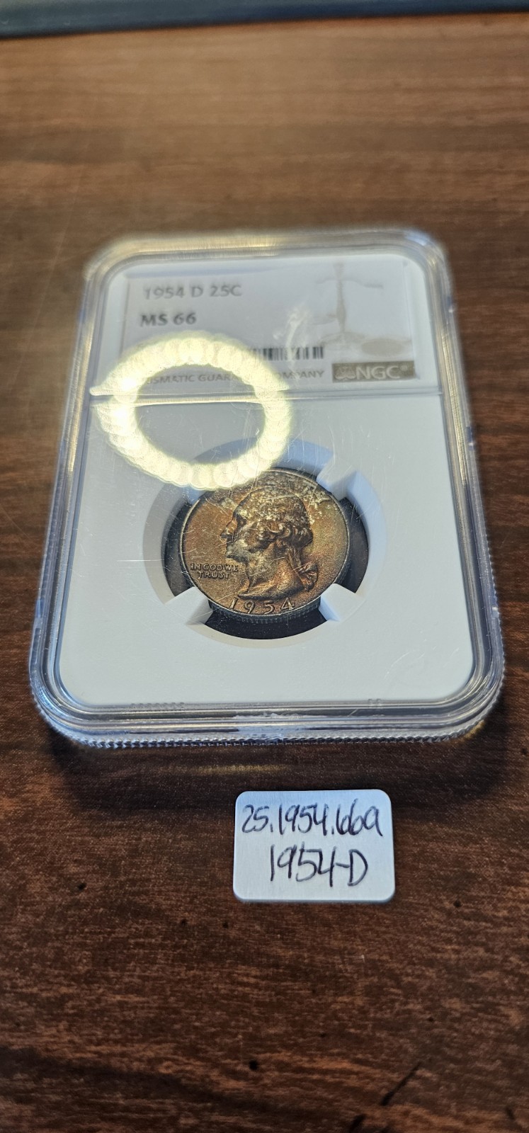 1954-D Washington Quarter 90% Silver NGC MS66, MONSTER Dark TONER Free Delivery