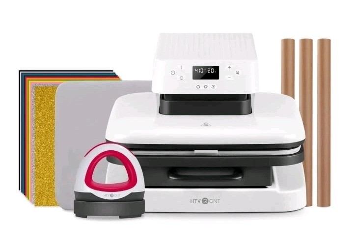HTVRONT Automatic & Mini Heat Press, Smart Machine With 12 Pcs Mixed Color Vinyl