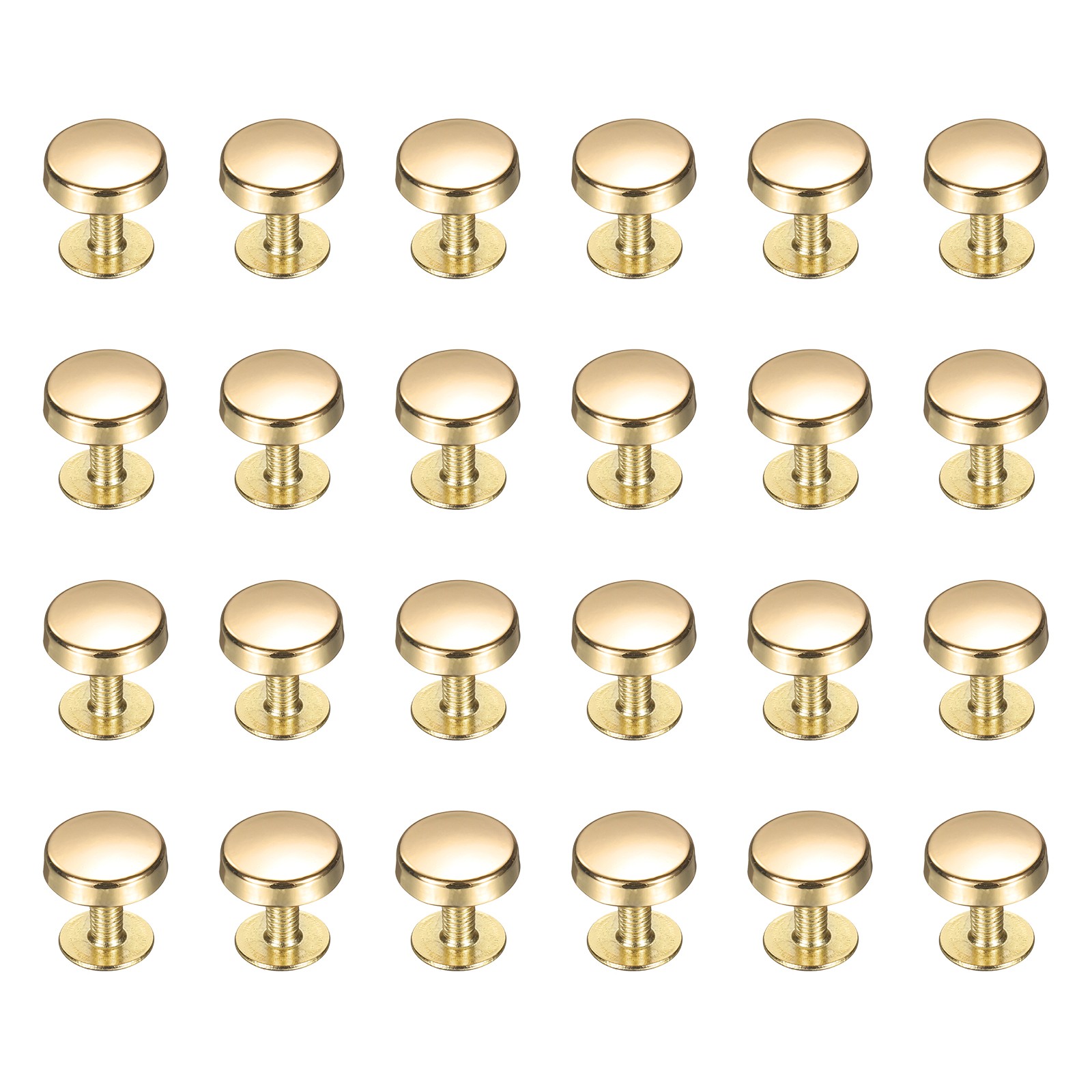 24 Pcs Flat Head Button Stud 10mm Screw Back Rivets Stud Set, Gold