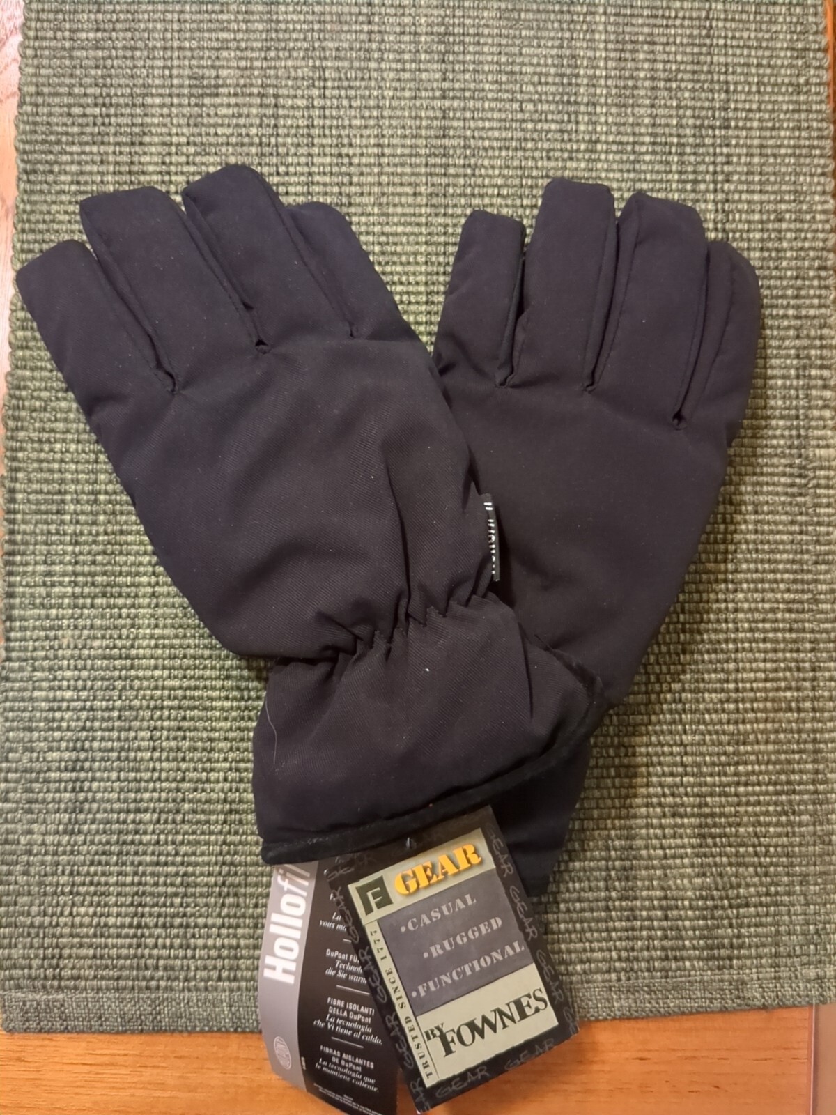 Mens Fownes Hollofill Insulated Gloves Black L XL