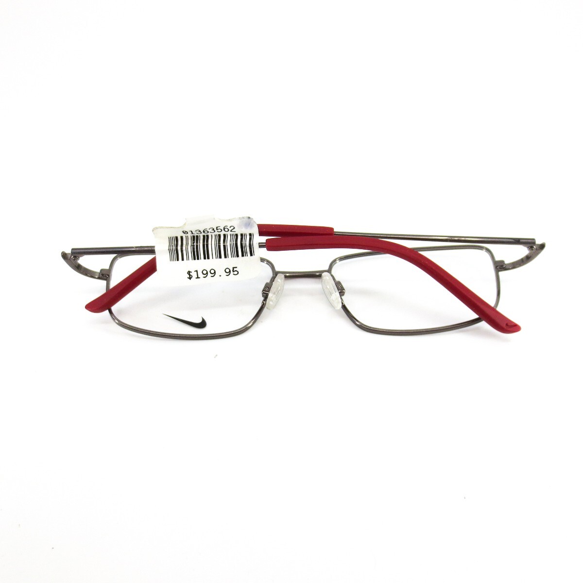Nike Eyeglasses Frames 8183 060 Gunmetal Grey Red Rectangular Full Rim 52-18-140