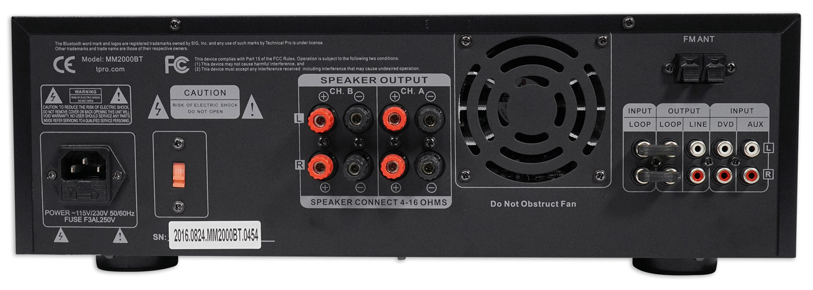 Technical Pro MM2000BT Active Bluetooth Karaoke Mixer Amp SD, USB+(2) Mics+Stand