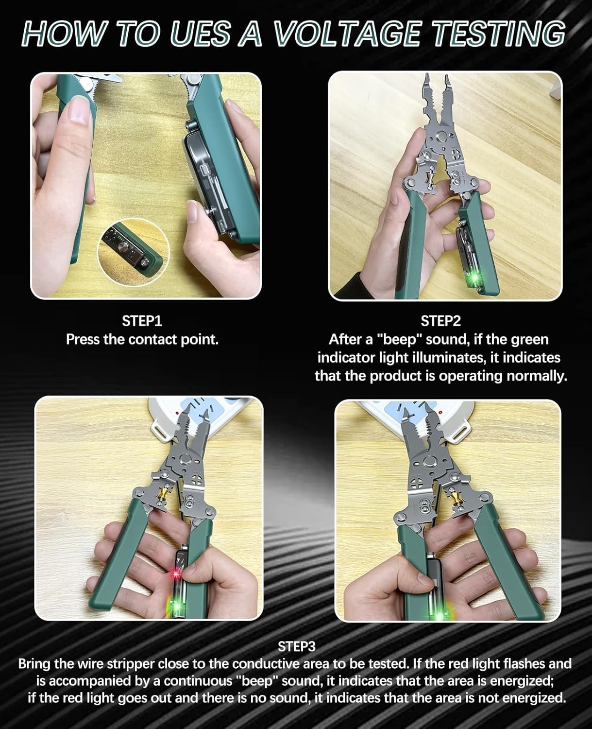 15-in-1 Multi-Function Wire Strippers with Voltage Tester - Compact & Ergonomic