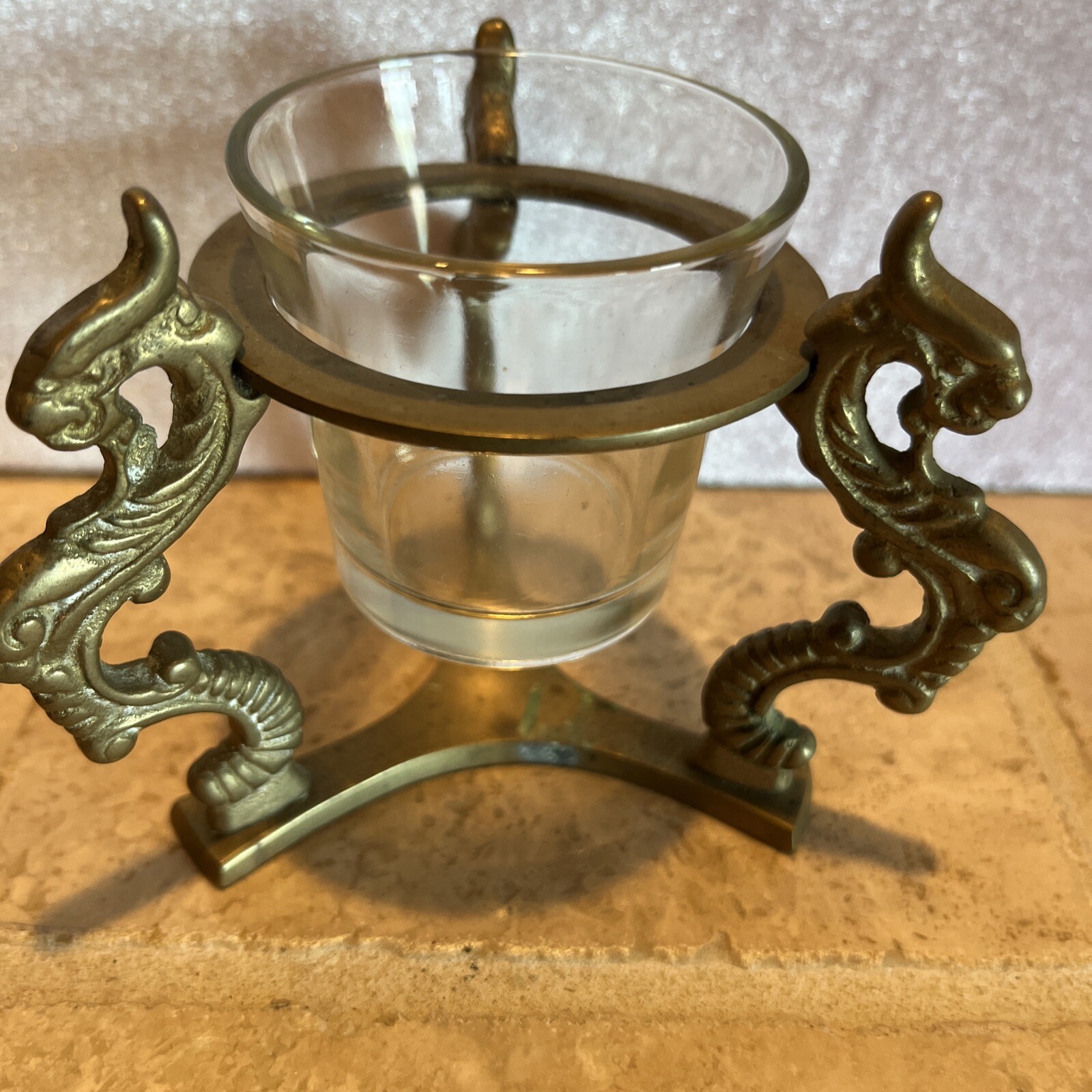 Sphere Brass Dragon Stand Mythical candle or globe