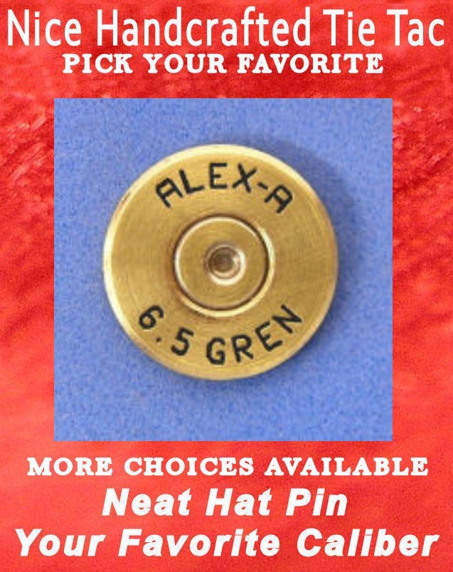 6.5 GREN GRENDEL ALEX-A Caliber Cartridge Hat Pin Shooting Jacket Pin Tie Tack