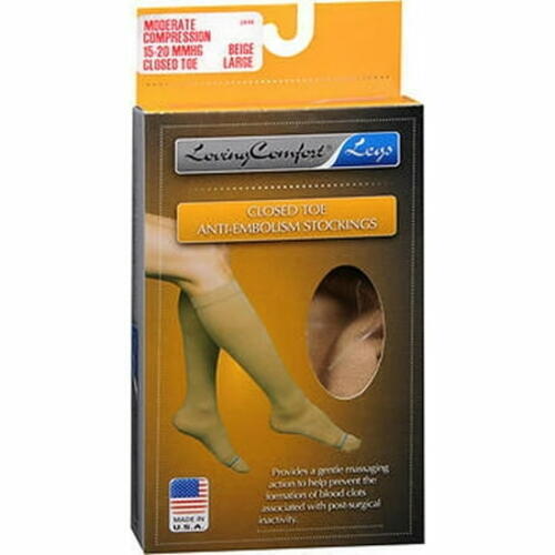 Loving Comfort Anti-Embolism Moderate Compression Stockings  Large  Beige