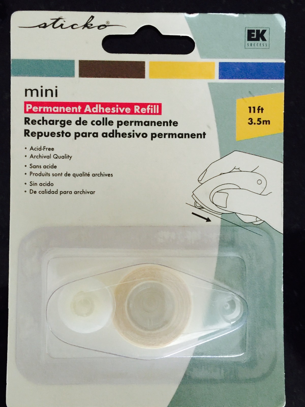 EK Success STICKO Mini Permanent Adhesive Refill 11 ft Acid Free ~ FREE SHIPPING