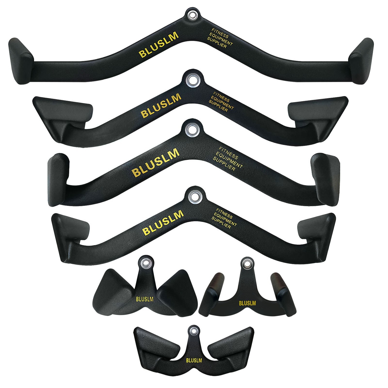 7Pcs LAT Pull Down Bar for Cable Machine Pulldown T Bar V Bar Cable Attachments