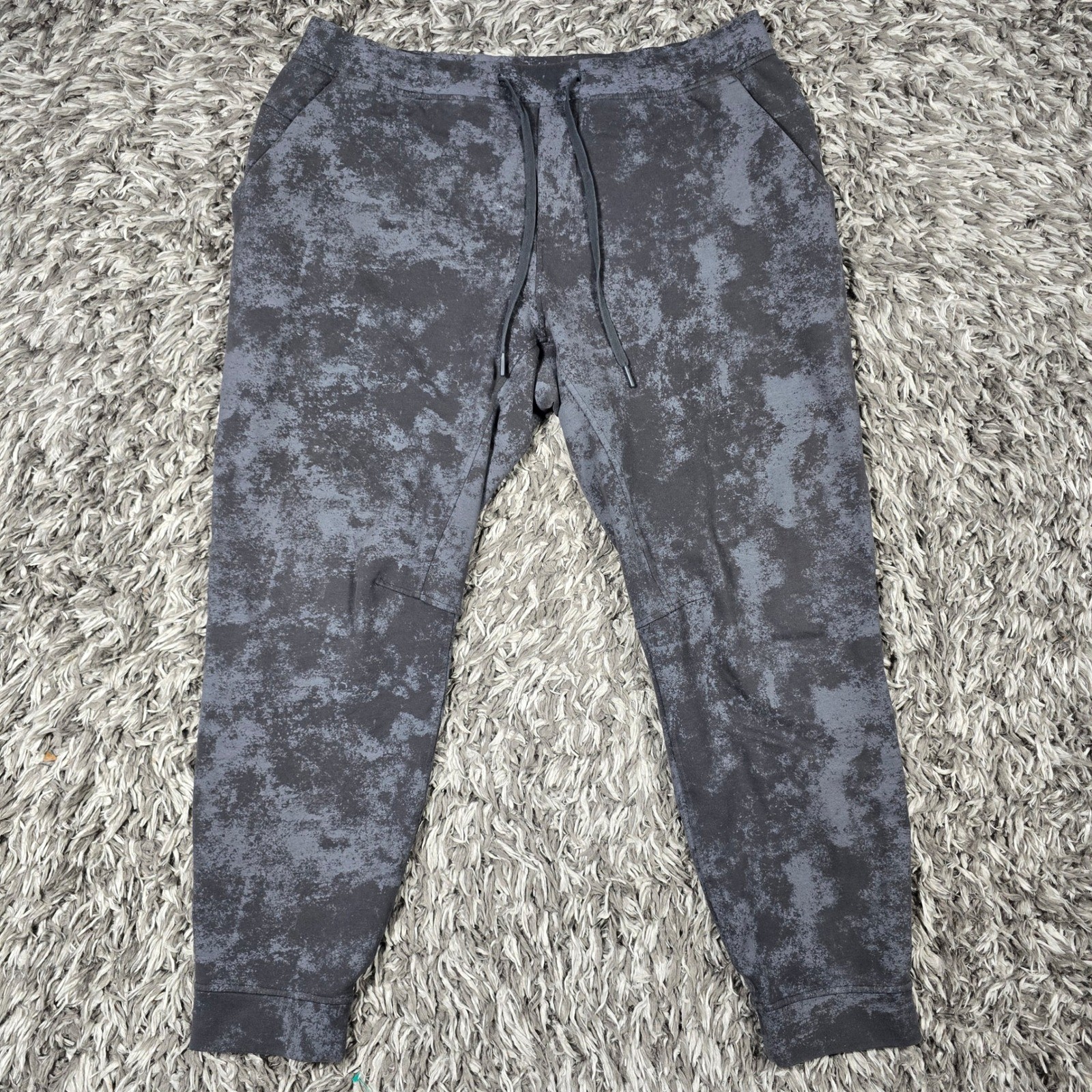 Lululemon City Sweat Jogger XXL Black Grey Marble Acid Wash French Terry Pants