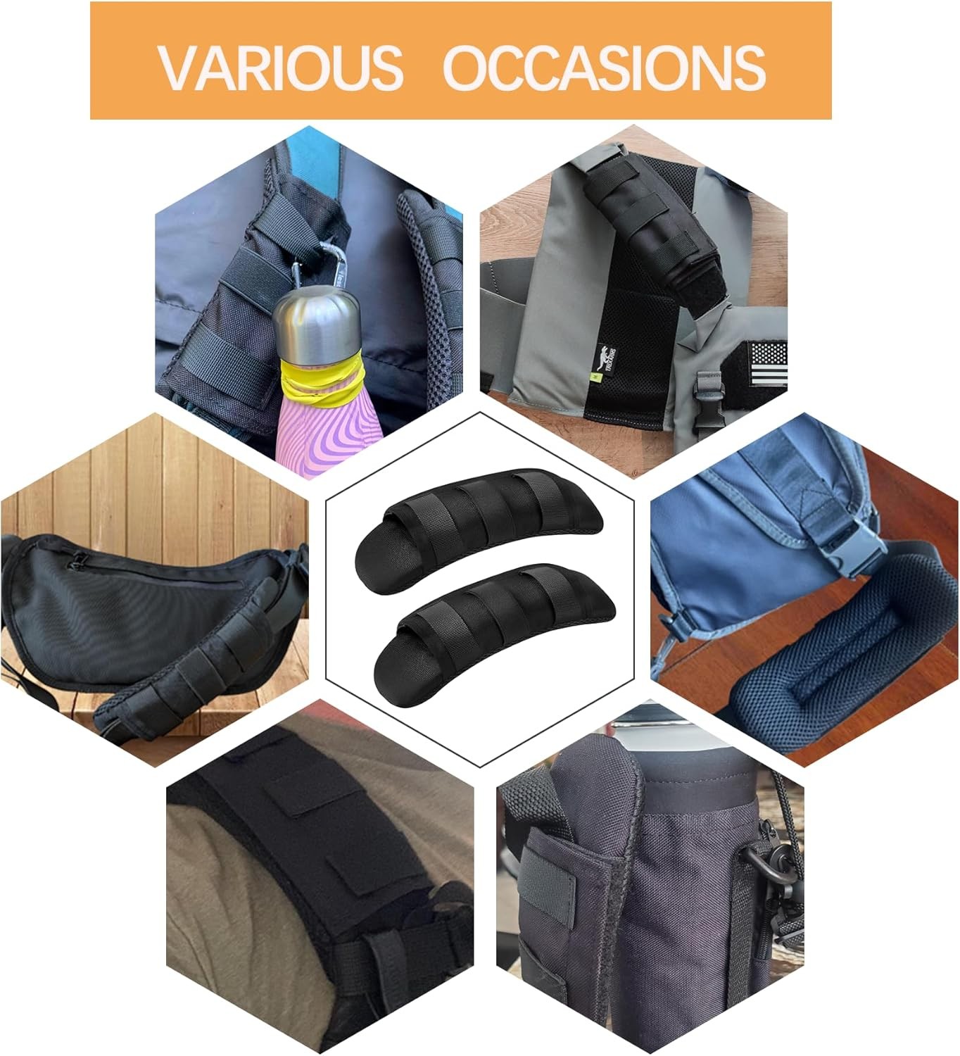 2 Pack Shoulder Strap Pad Backpack Pads Tactical Vest Black