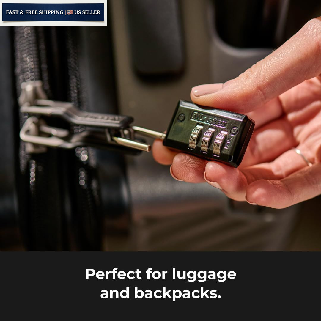 Master Lock Black Combination Padlock, Indoor Gym Locker 1 Pack,