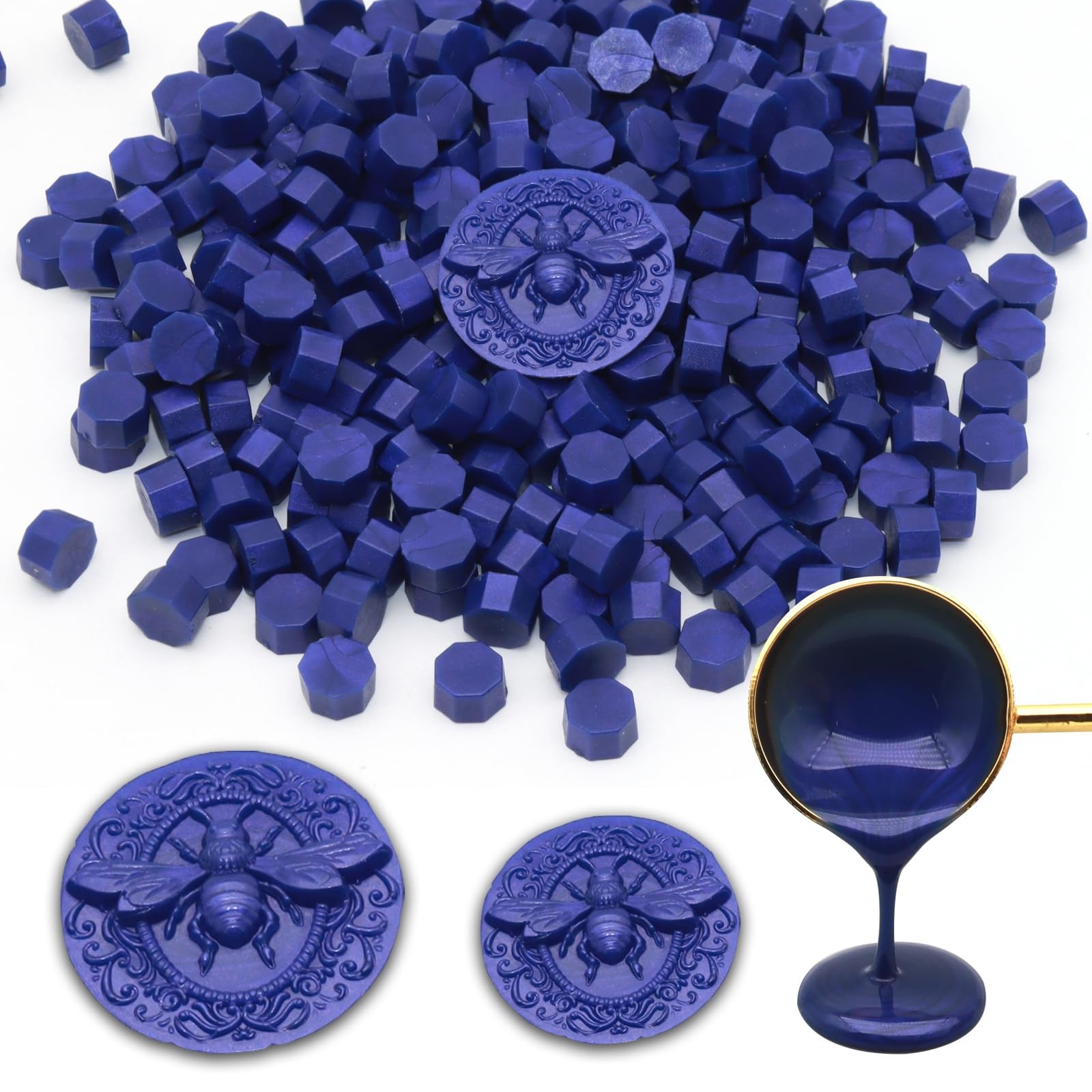 250pcs Wax Seal Beads Royal Blue, Andotopee Premium 0.31in/8mm, Blue