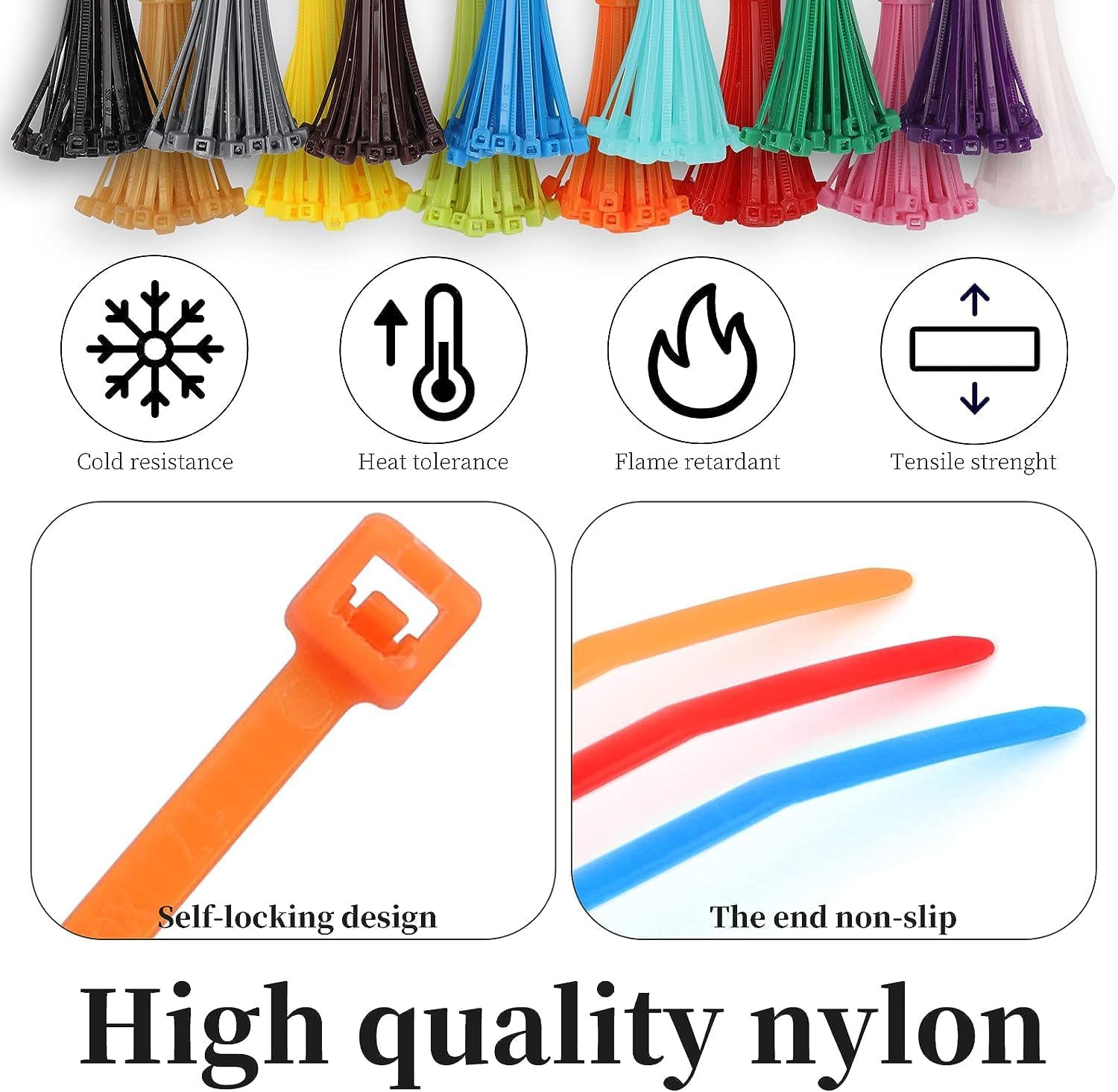 1200 Pieces Zip Ties, Multi-Purpose Assorted Colored Self-Locking Nylon Cable Zi