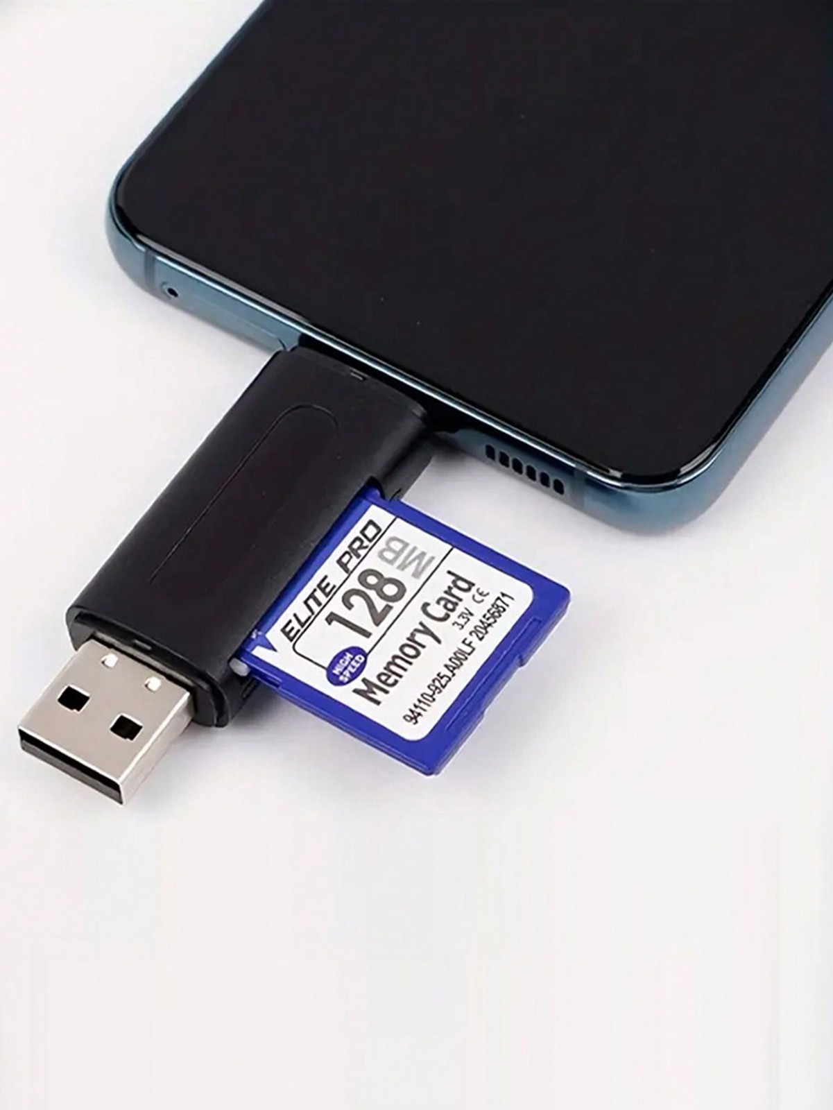 Black 4-In-1 USB Type-C Card Reader For SD MicroSD SDXC SDHC