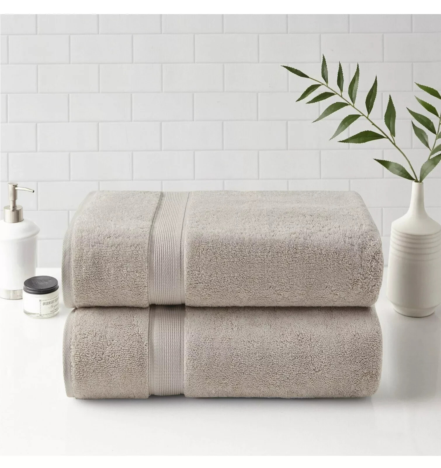 Madison Park Signature: 2 Piece Bath Towel Set (Tan / Natural) 100% Cotton  NEW