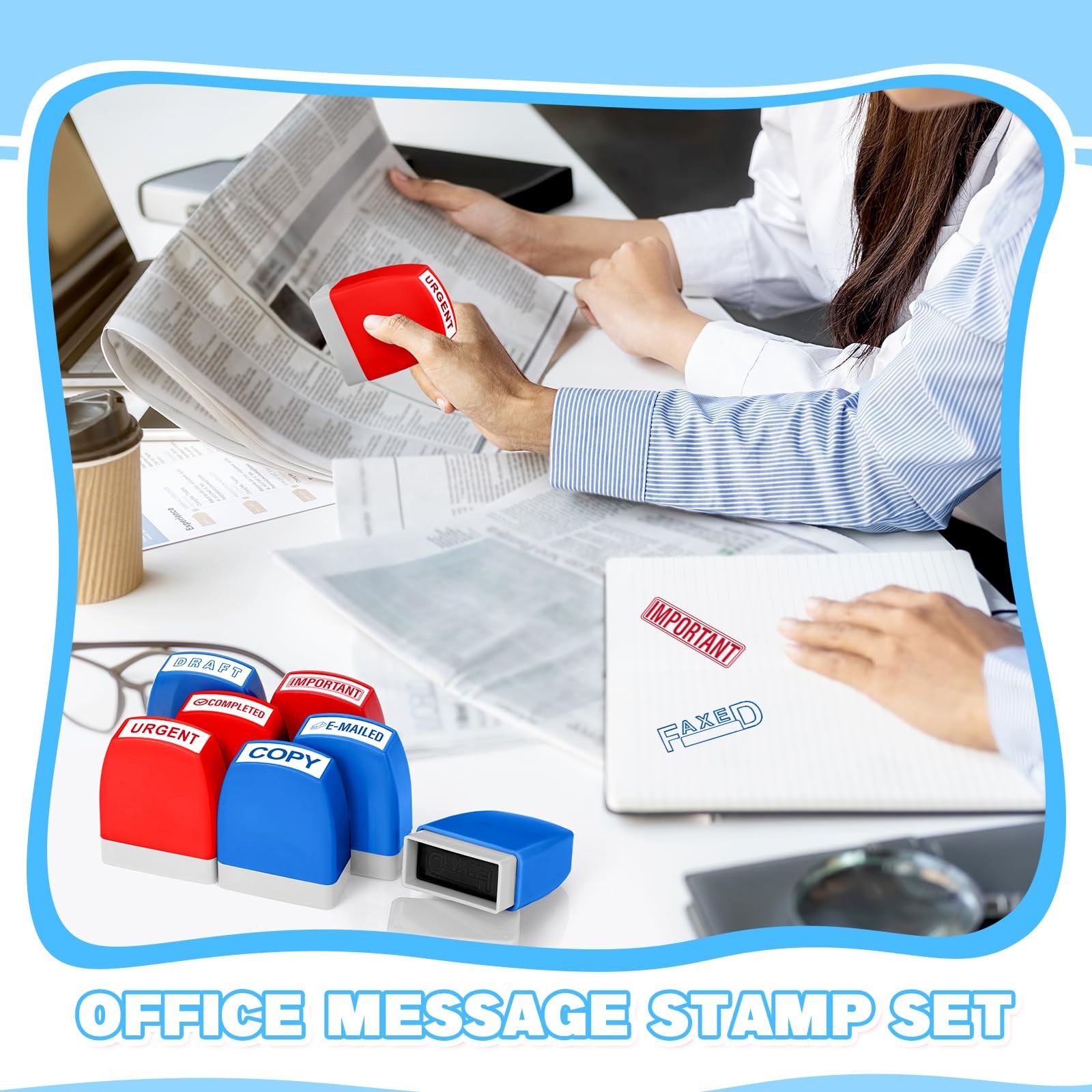 16 Pcs Office Stamp Set Message Inking Stamp Set for Office Stamps Completed ...