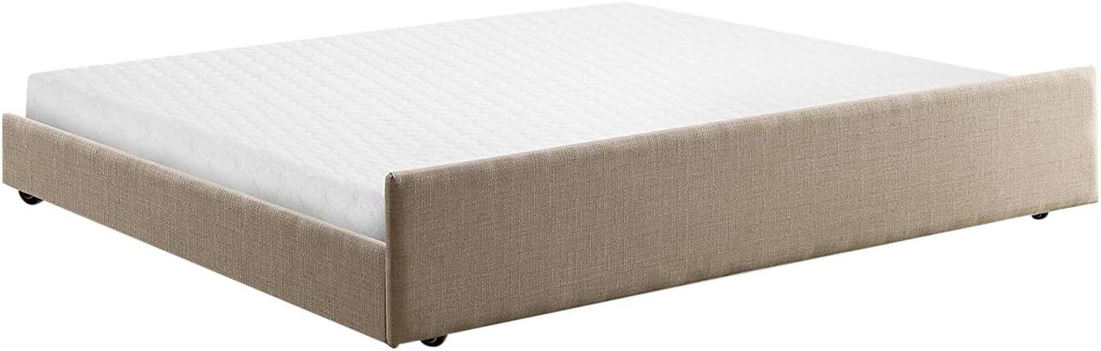 Holloway Contemporary Upholstered Linen-Like Fabric Trundle, Ivory