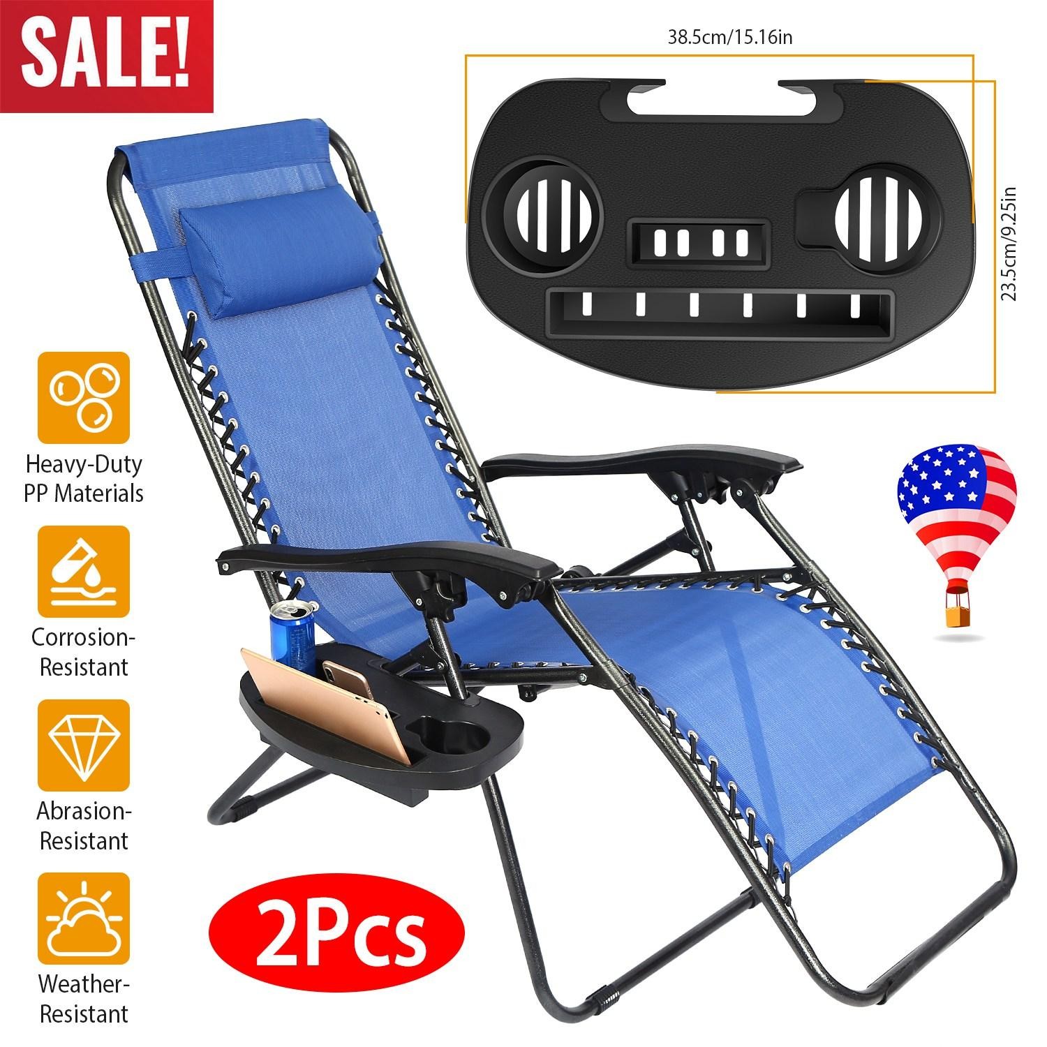 Zero Gravity Chair Cup Holder Clip On Side Tray w/Beverage Can Mobile Devices