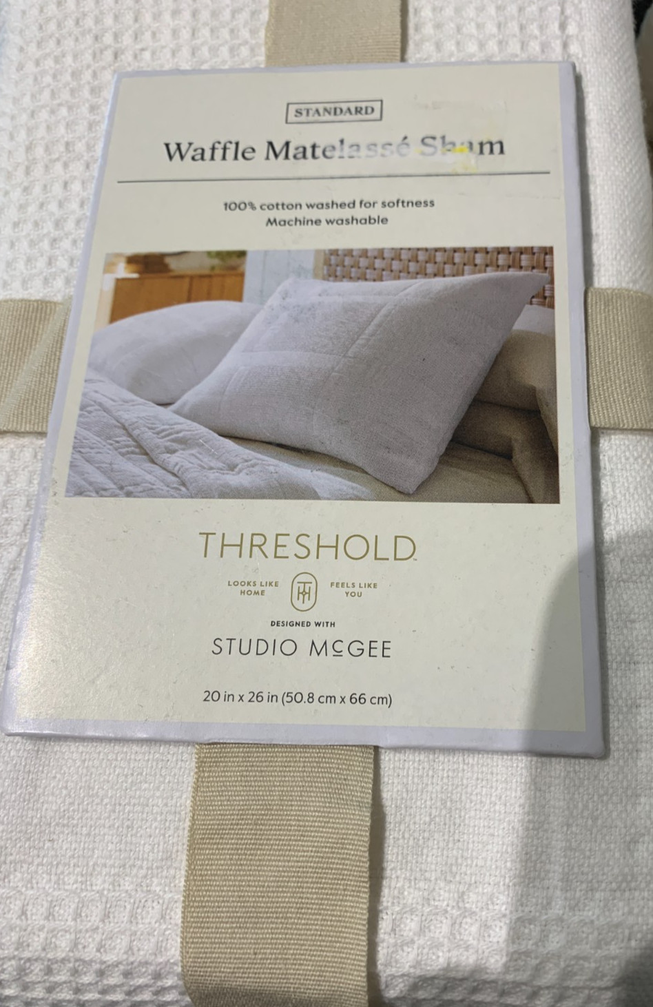 1PC New Threshold designed with Studio McGee White Waffle Matelasse Quilt Sham