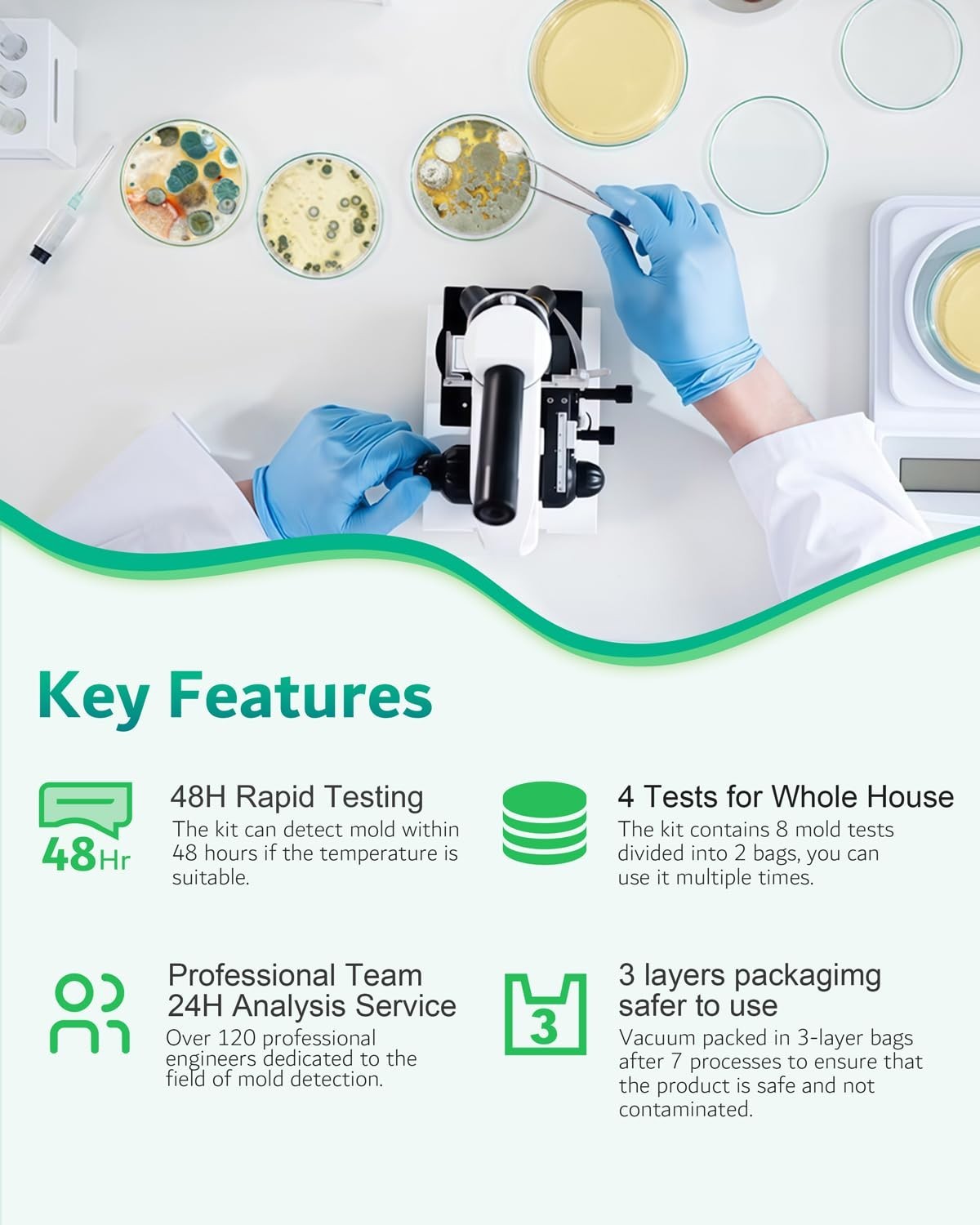 8 Mold Kit for DIY Home Detection - Air Quality & Surface Testing Made Easy