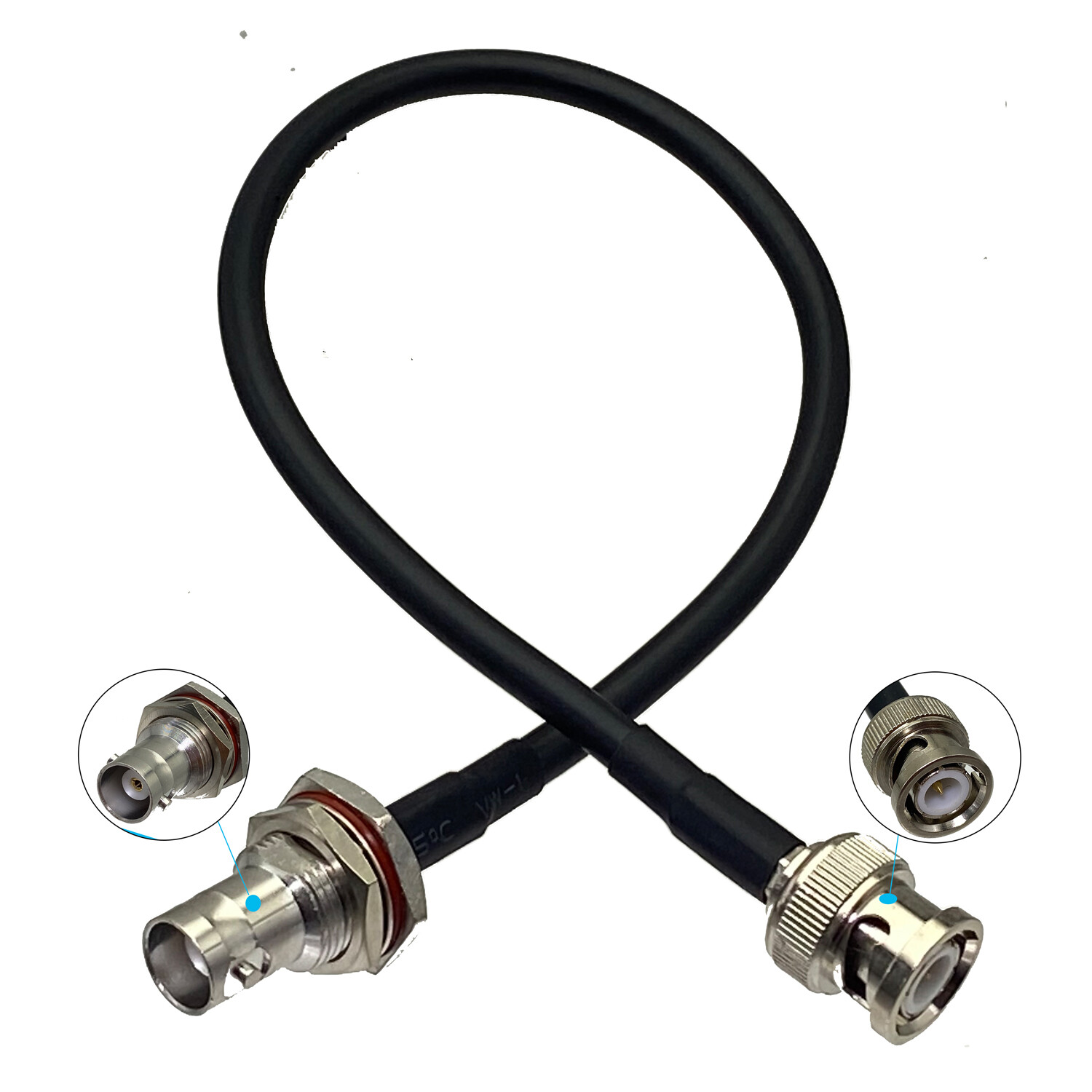 0.5M RG58 BNC Female Bulkhead Male Plug Connector RF Coaxial Pigtail Cable Cord