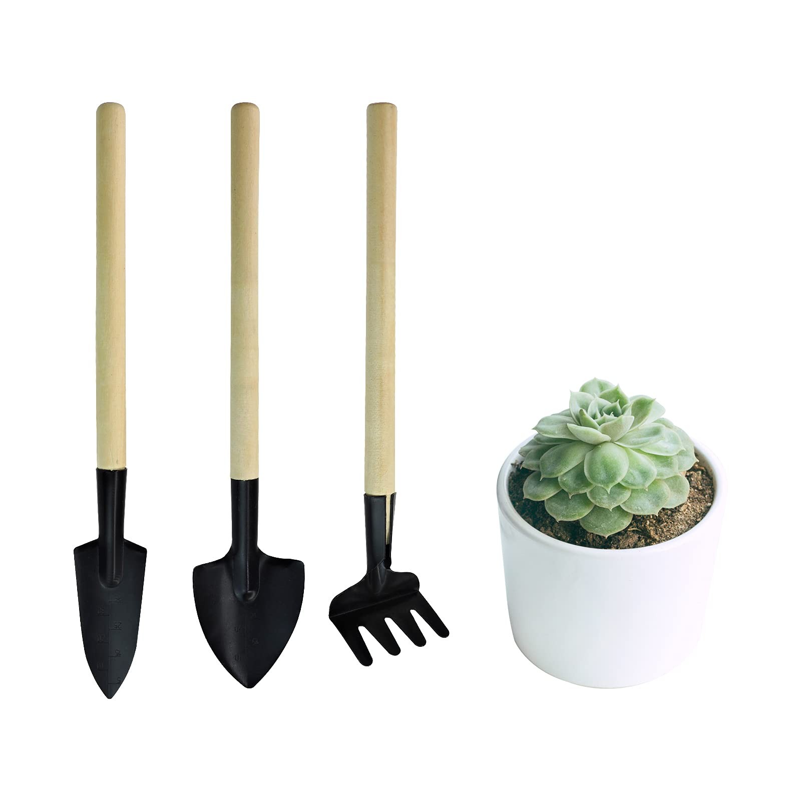 Andiker Mini Gardening Tools, 3pcs Portable Garden Hand Tools 3pcs, Black