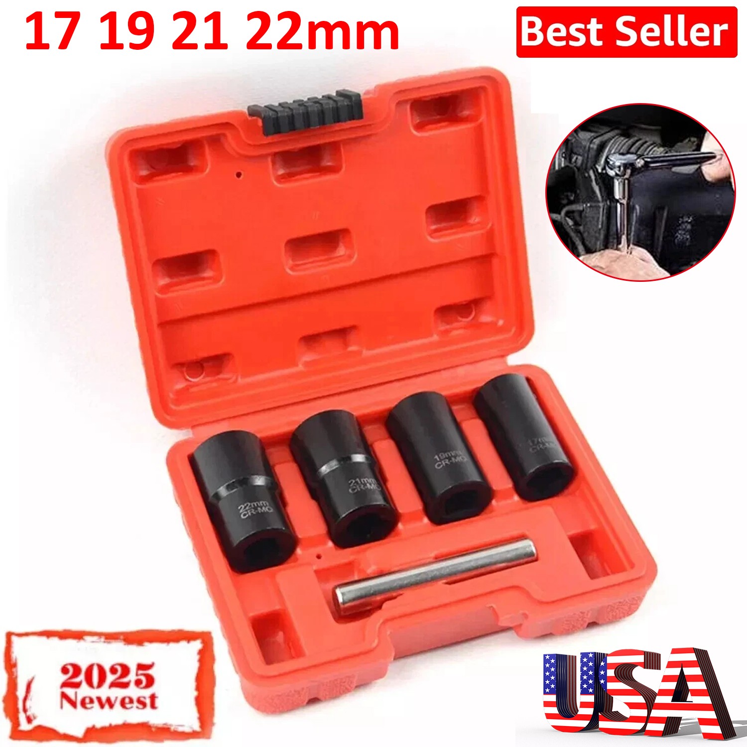 5Pcs Twist Socket 1/2in. Drive For Wheel Lug Nut Damaged Removal and Extractor