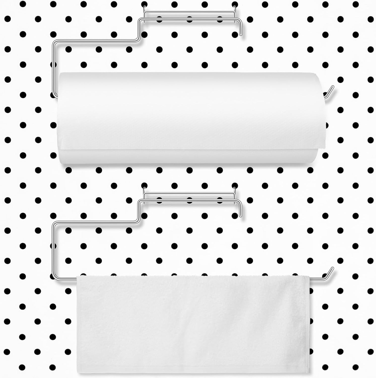Blulu 2 Pack Peg Board Paper Towel Holder Stainless Steel Craft Hooks Pegboard A