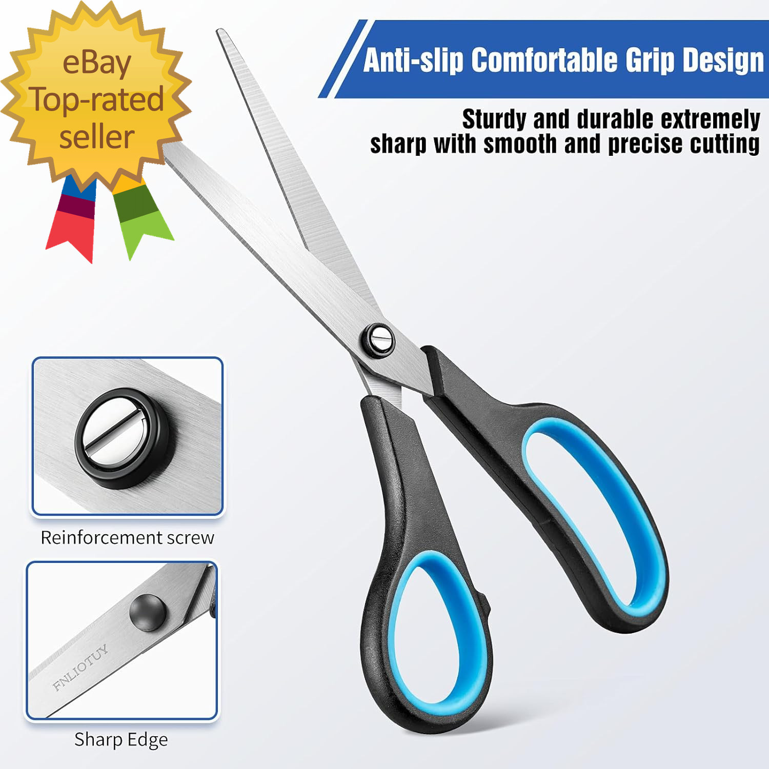 3-Pack 8" Scissors Heavy Duty Scissors with Ultra Sharp Blades & Ergonomic Comfo