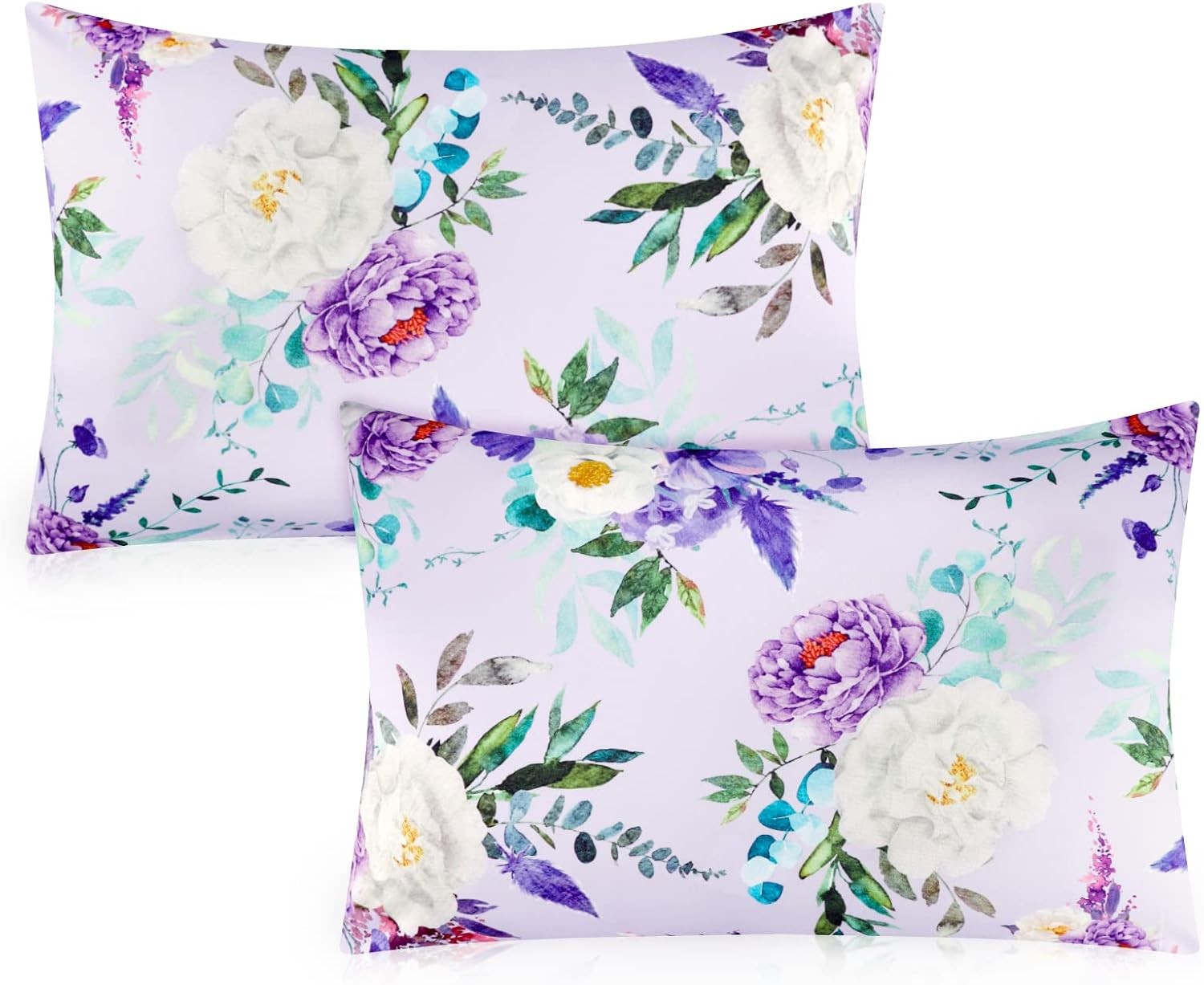 Toddler Pillowcase 2 Pack, 13 X 18 Kids Travel Pillow Toddler, Purple Floral