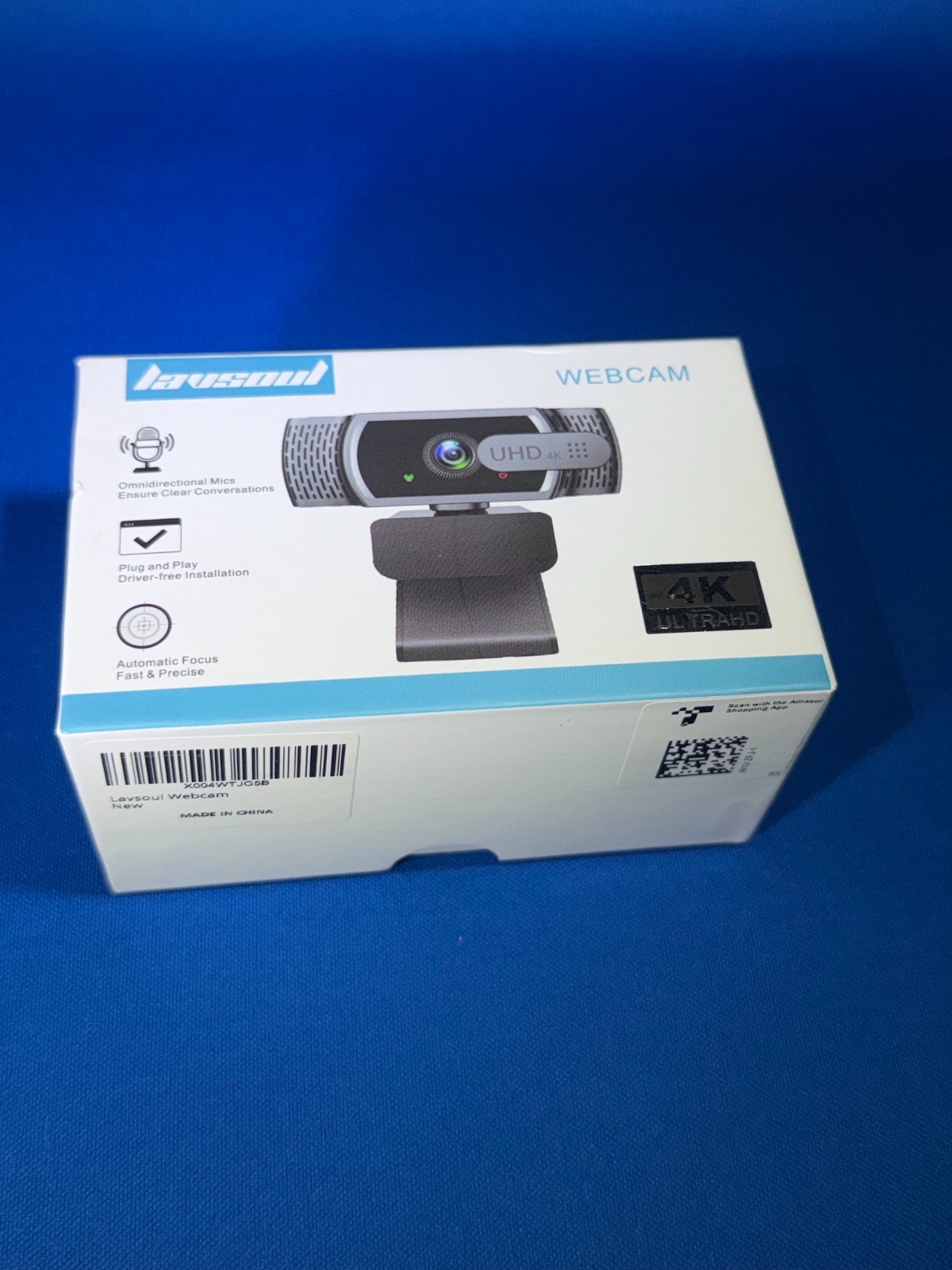 Lavsoul 4K Webcam Black USB Autofocus Mic