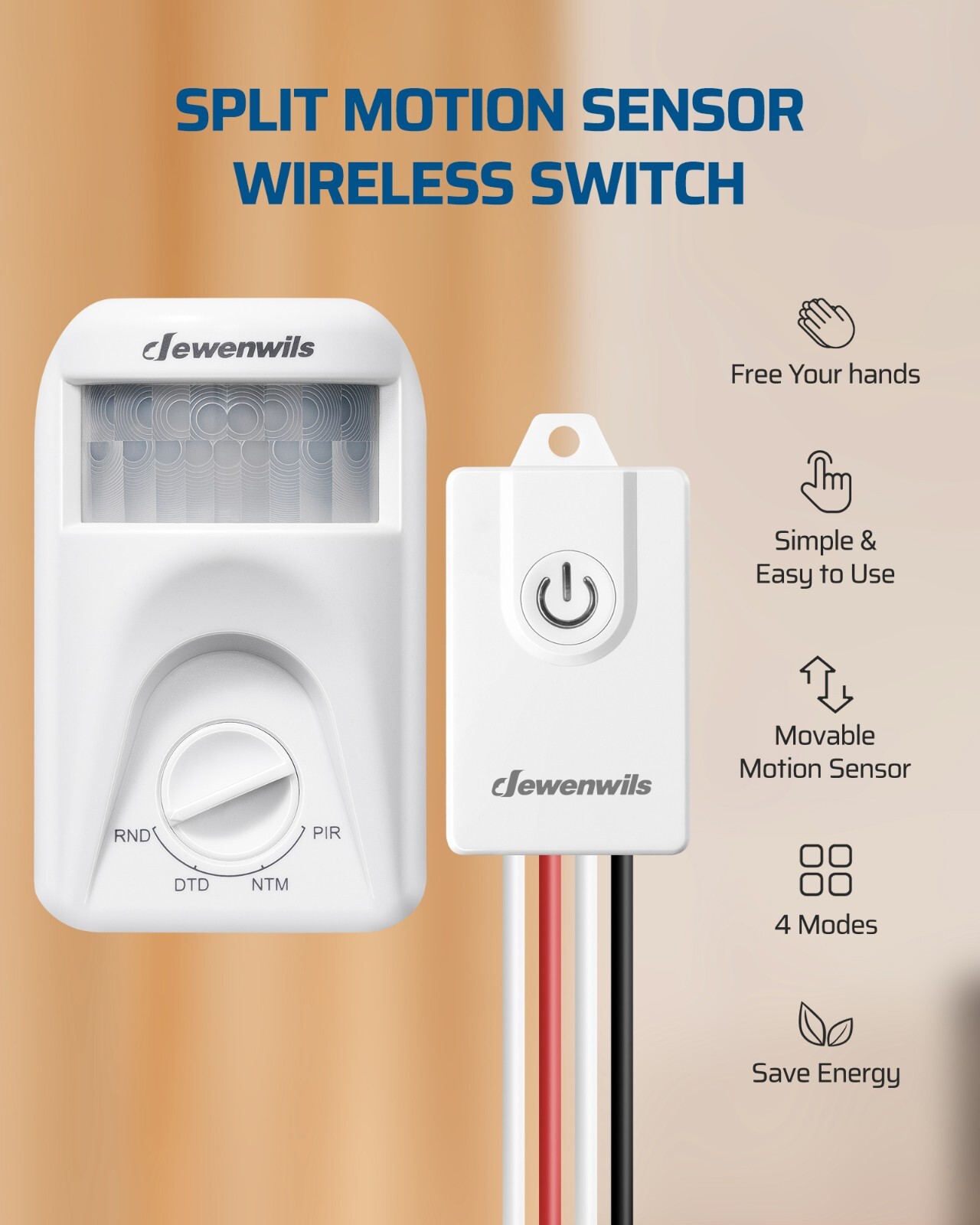 DEWENWILS Wireless Motion Sensor Light Switch,Dusk to Dawn & PIR Motion Sensor
