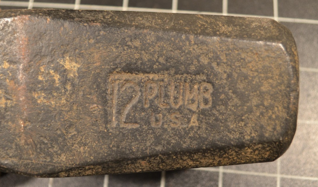 PLUMB 12# DEAD BLOW SLEDGE HAMMER HEAD - GOOD CONDITION