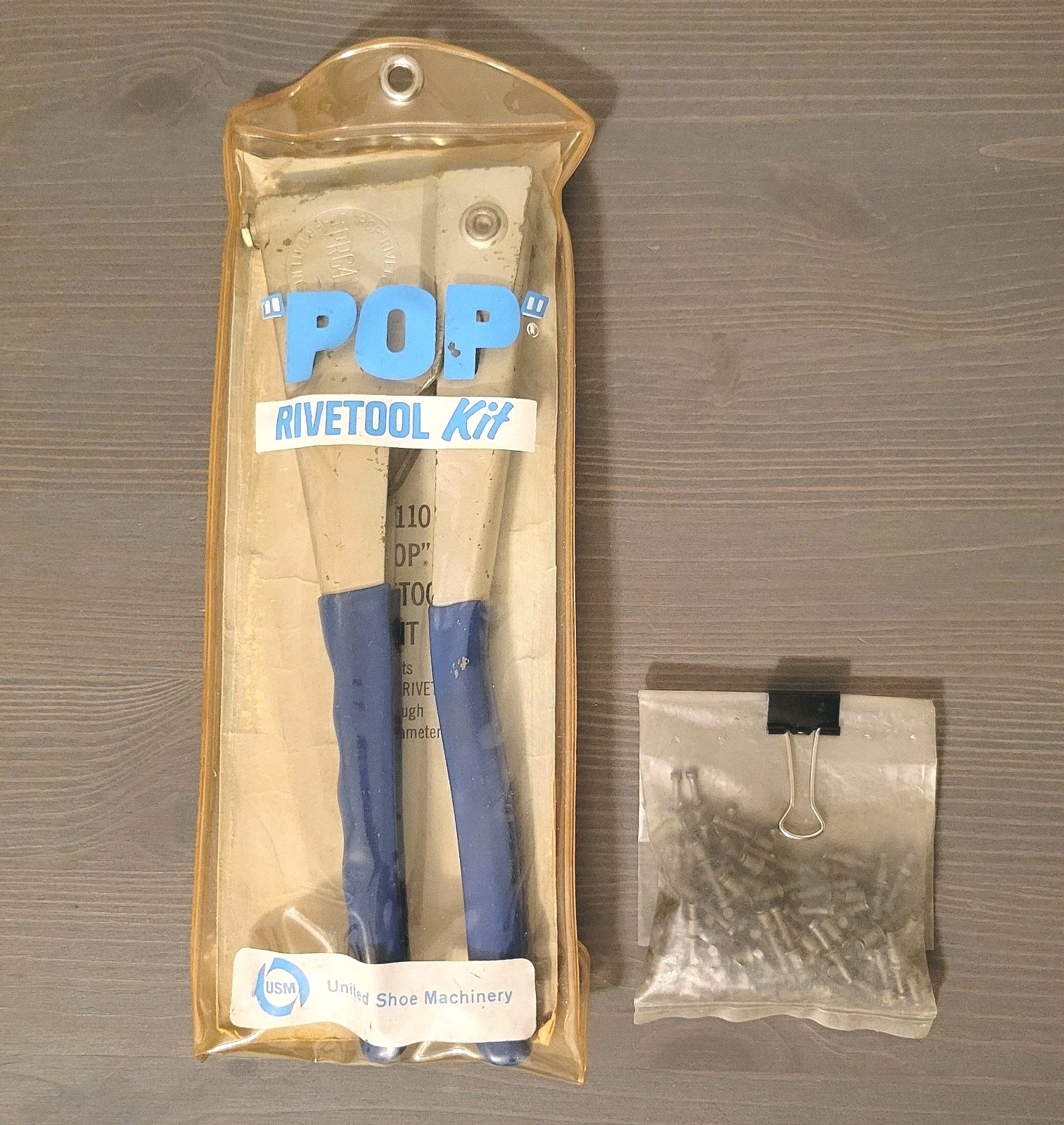 Vtg 1967 USM POP Rivetool Mod K110/PRG412 Orig. Pkg, Inst Sheet 100+ Pop Rivets