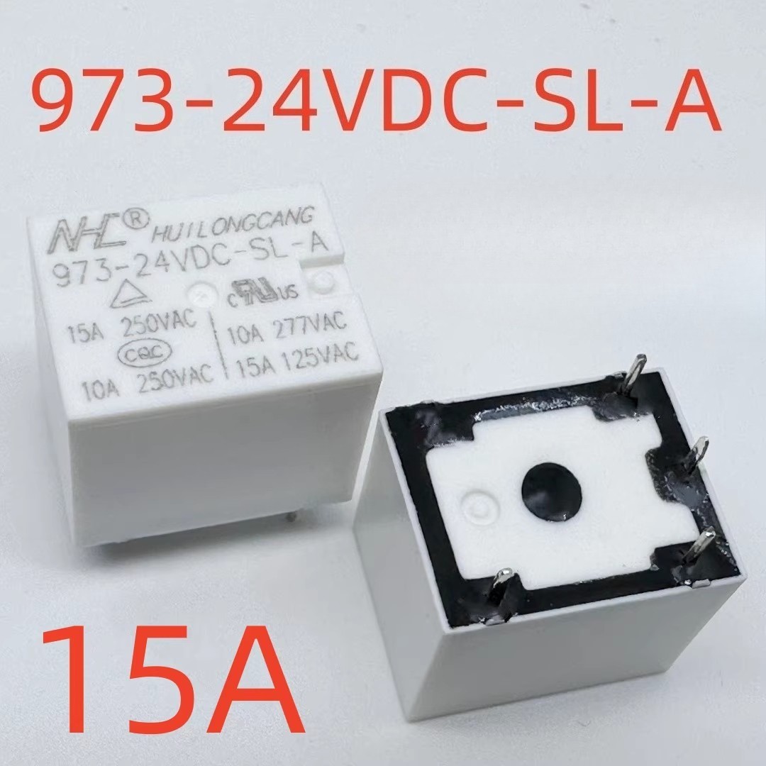 5PC New 973-24VDC-SL-A 15A  4-pin Relay (White) #TT