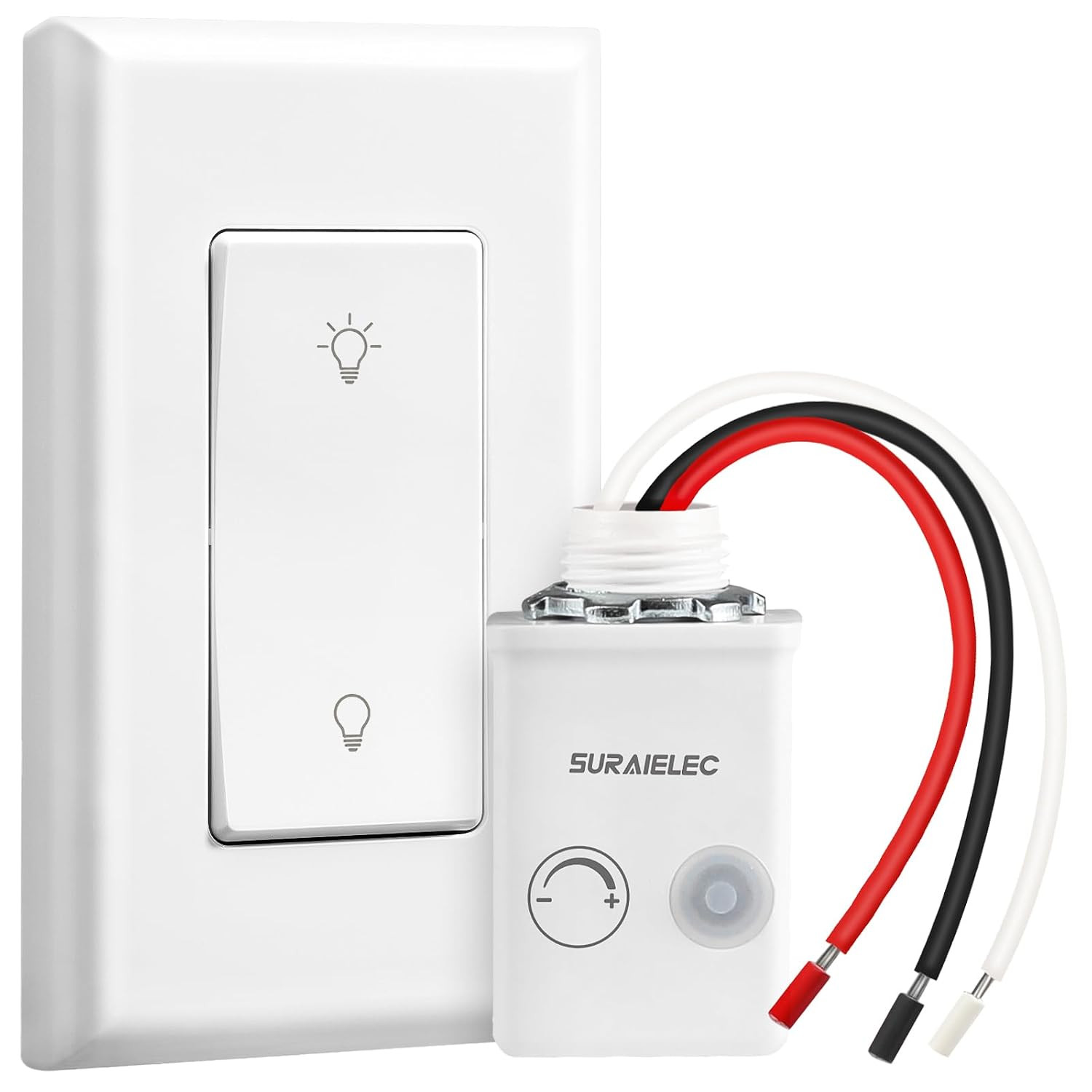 SURAIELEC Dimmer Light Switch Kit, Wall Switch Remote & Receiver, Single Pole, N