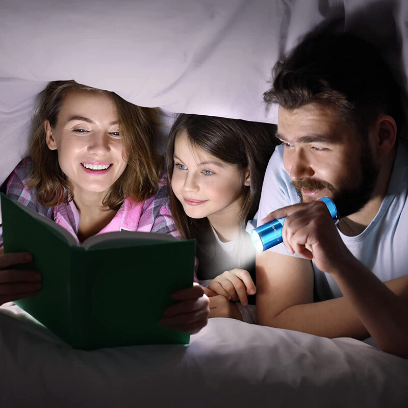 EverBrite 6Pack Mini LED Flashlight Glow Dark Aluminum Flashlight 8AAA Batteries