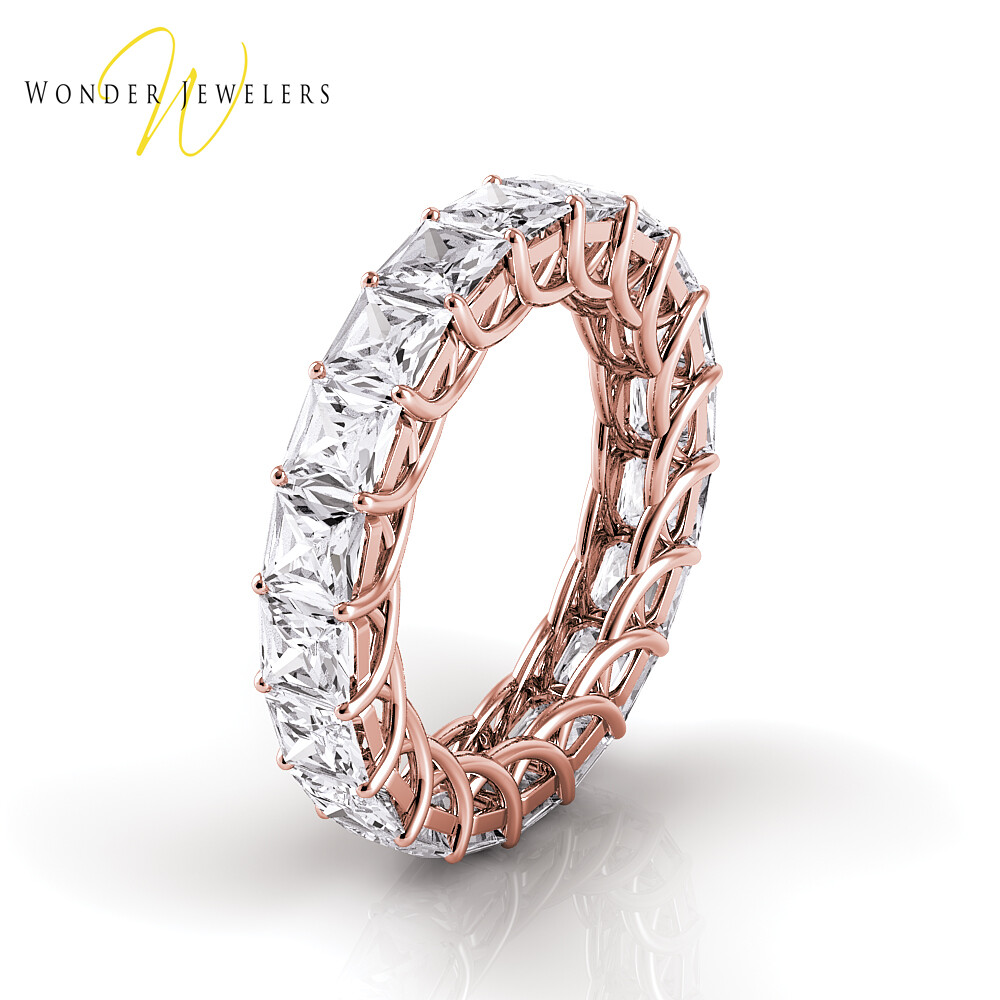 3ctw Princess Diamond Trellis Set Eternity Band 14K Rose Gold (G-H/VS2)