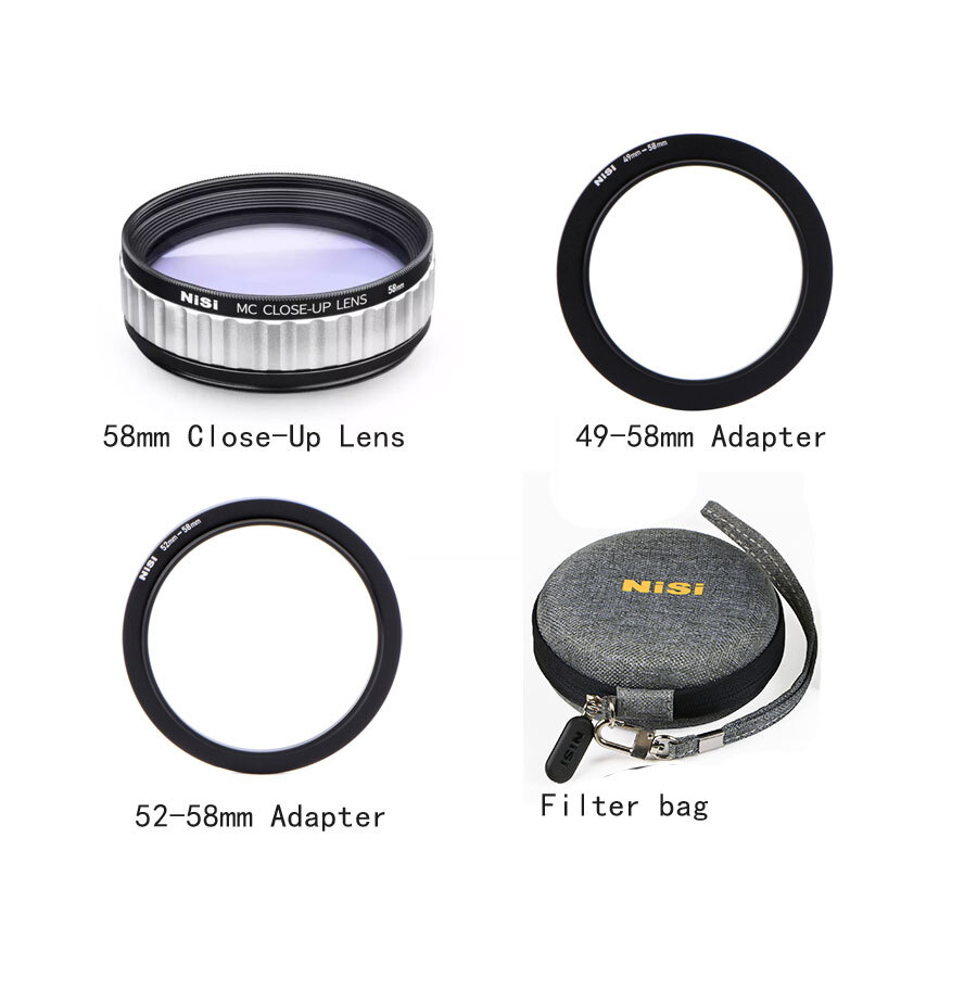 NiSi 58mm Close-Up  Lens Kit with 49 and 52mm Step-Up Rings