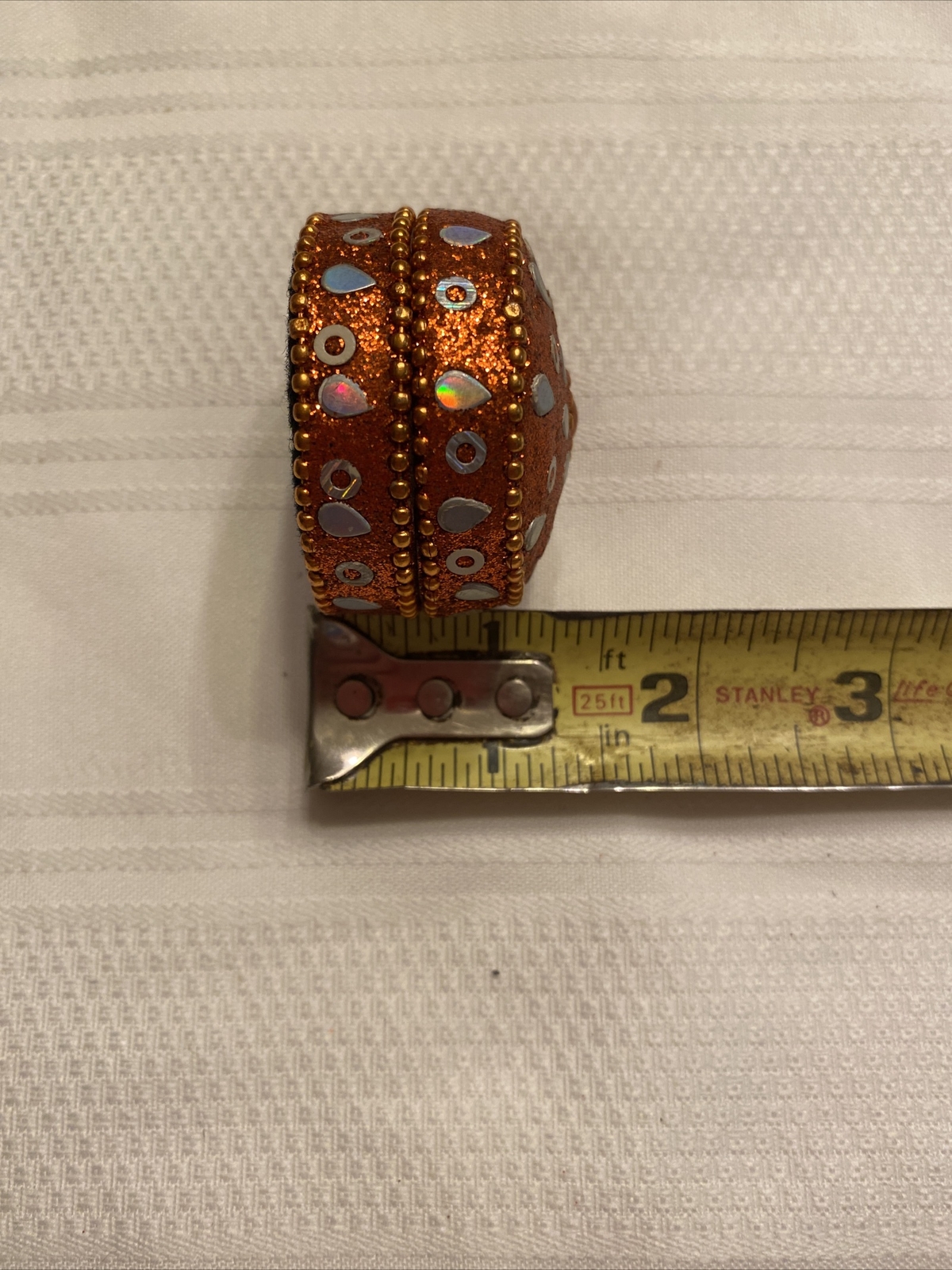 Orange Round Trinket Box Glitter Decorated