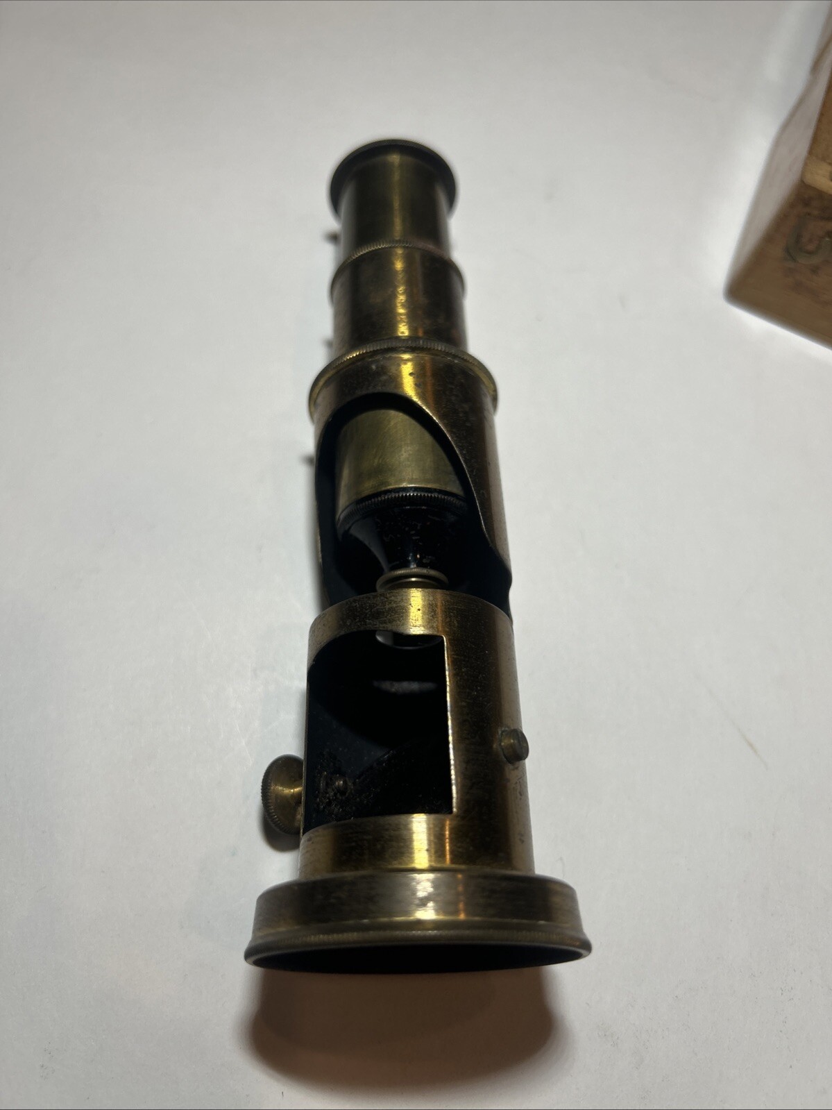 Antique Brass Field Microscope With Original Box