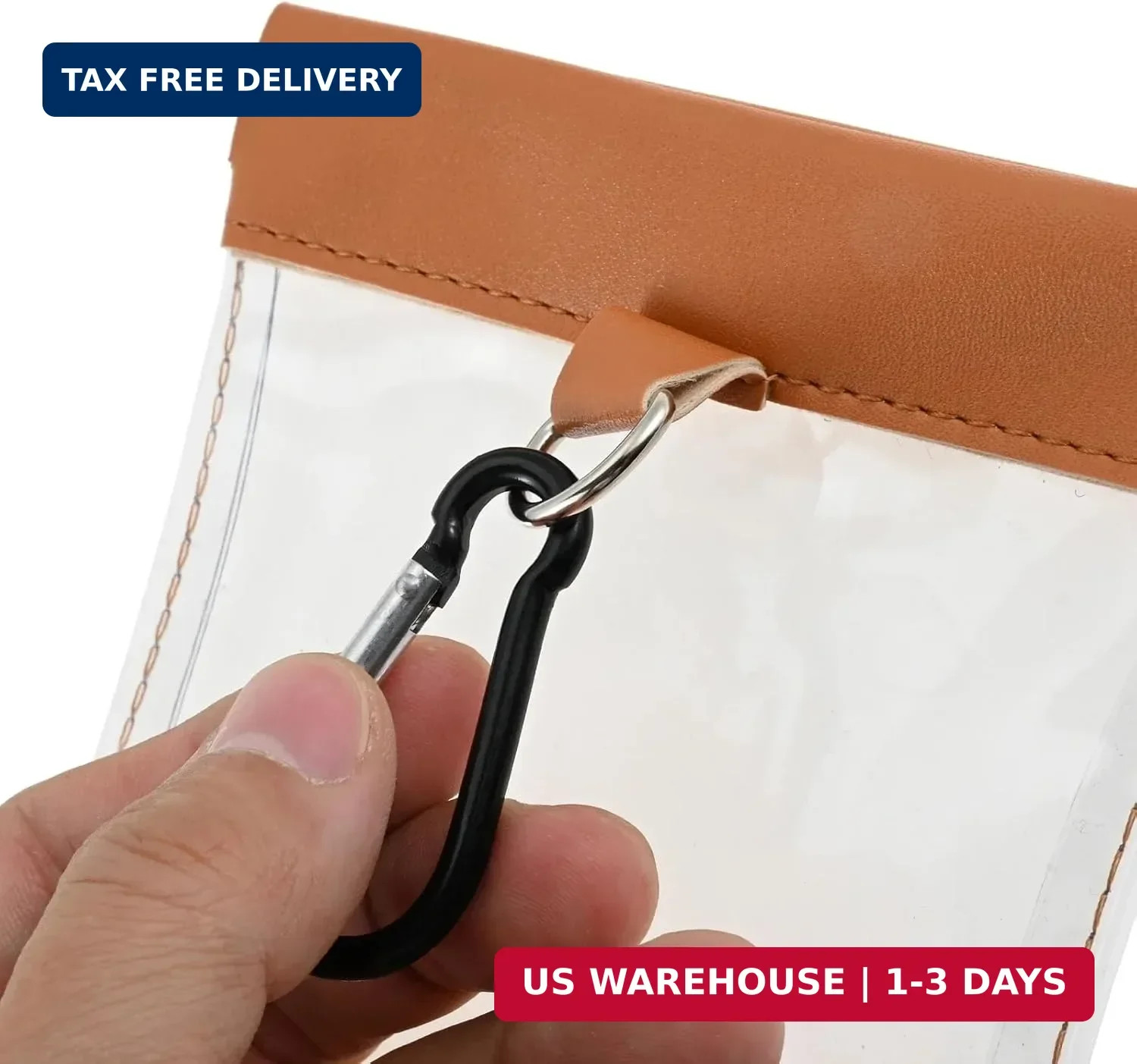 Golf Tee Pouch with Carabiner Hook Quick Release Closure PVC Clear Golfing Tee B