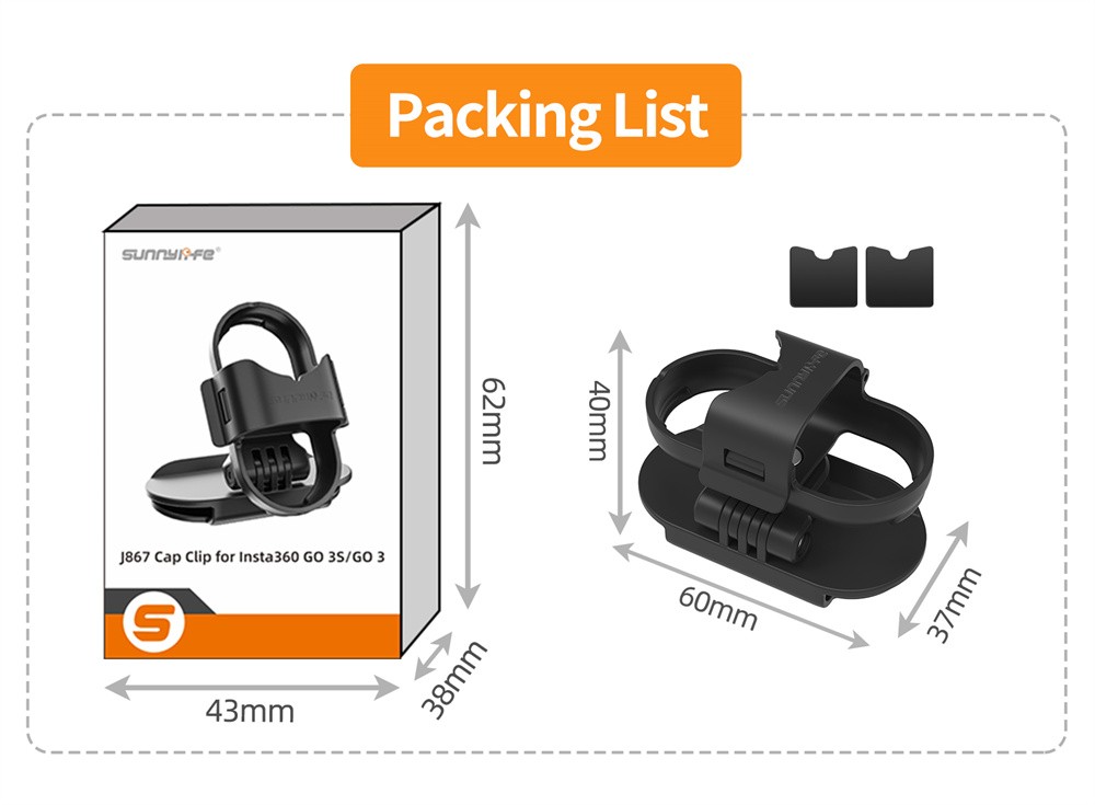 Baseball Hat Clip Mount Baseball Cap Clamp Quick for Insta360 GO3/3S Camera