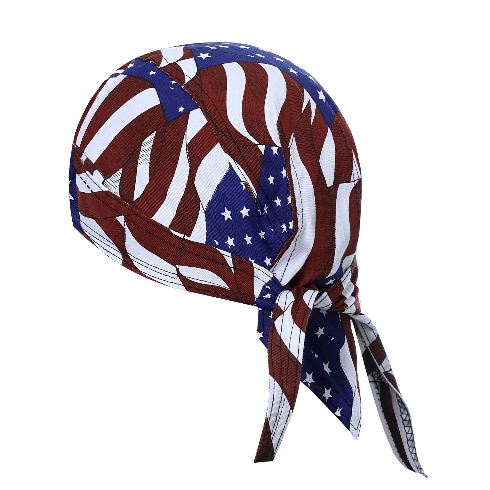DANLCUPL DOO Rags Dew Rag Small-Large, American Flag Patriotic Star Stripe